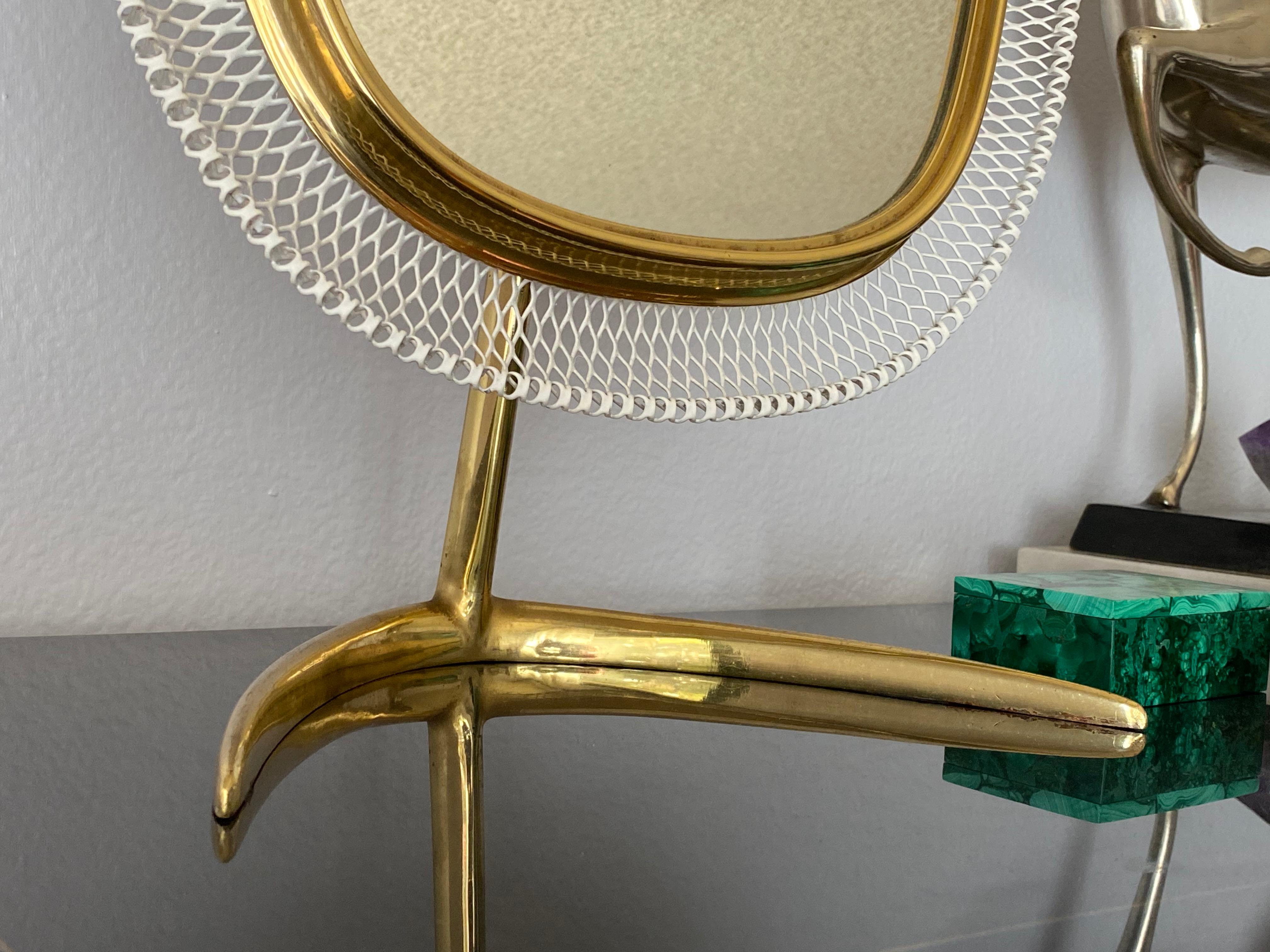 Brass Modernist Vanity Mirror by Vereinigte Werkstätten In Good Condition In North Hollywood, CA
