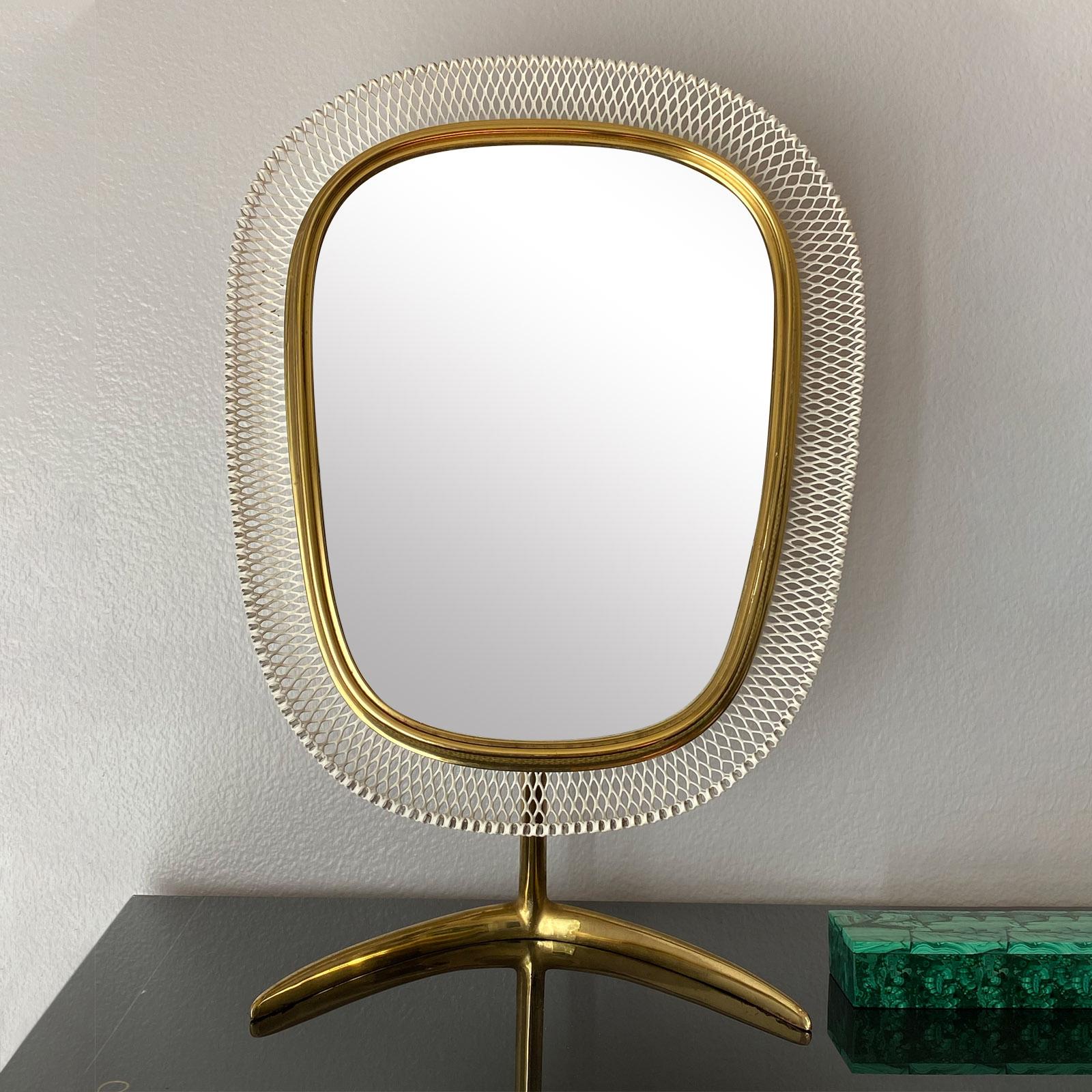 Mid-20th Century Brass Modernist Vanity Mirror by Vereinigte Werkstätten