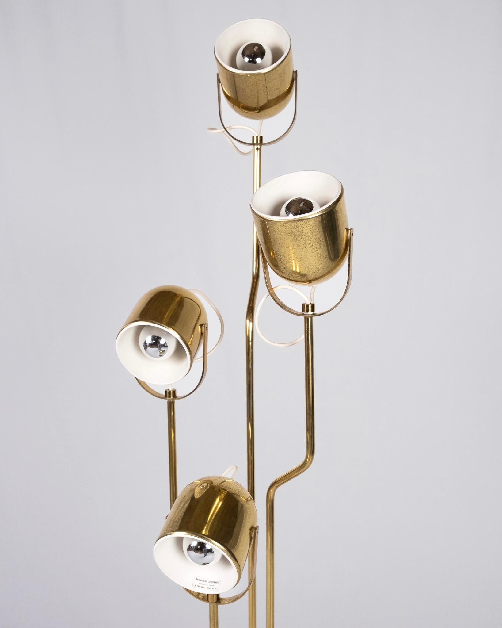 Lámpara de pie modular de latón de Goffredo Reggiani, Italia, años 70 Era espacial en venta