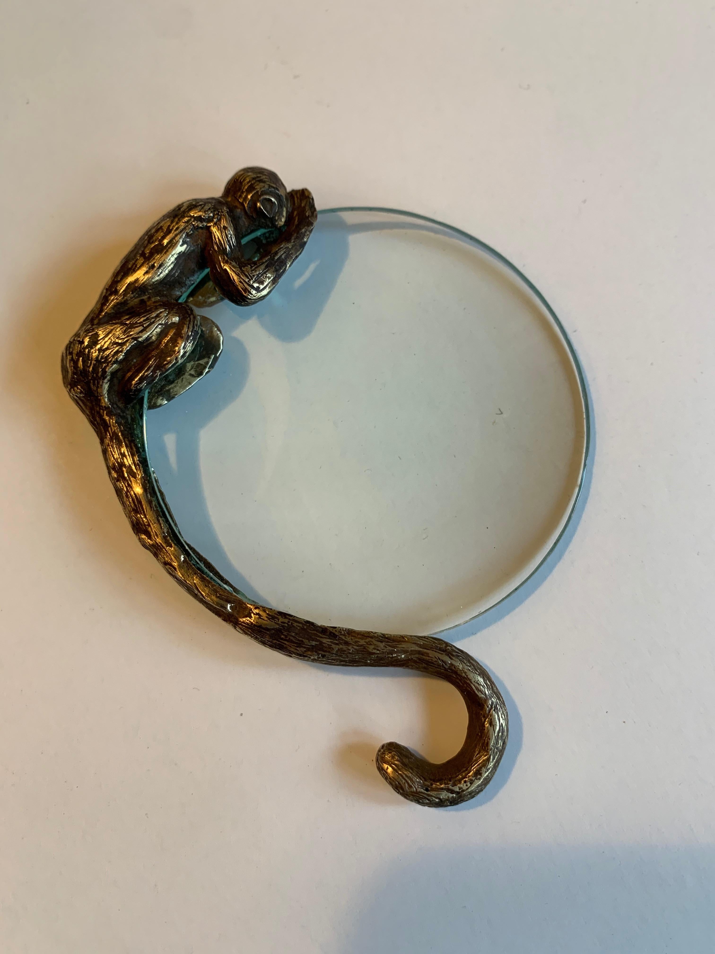 20th Century Brass Monkey Magnifying Glass