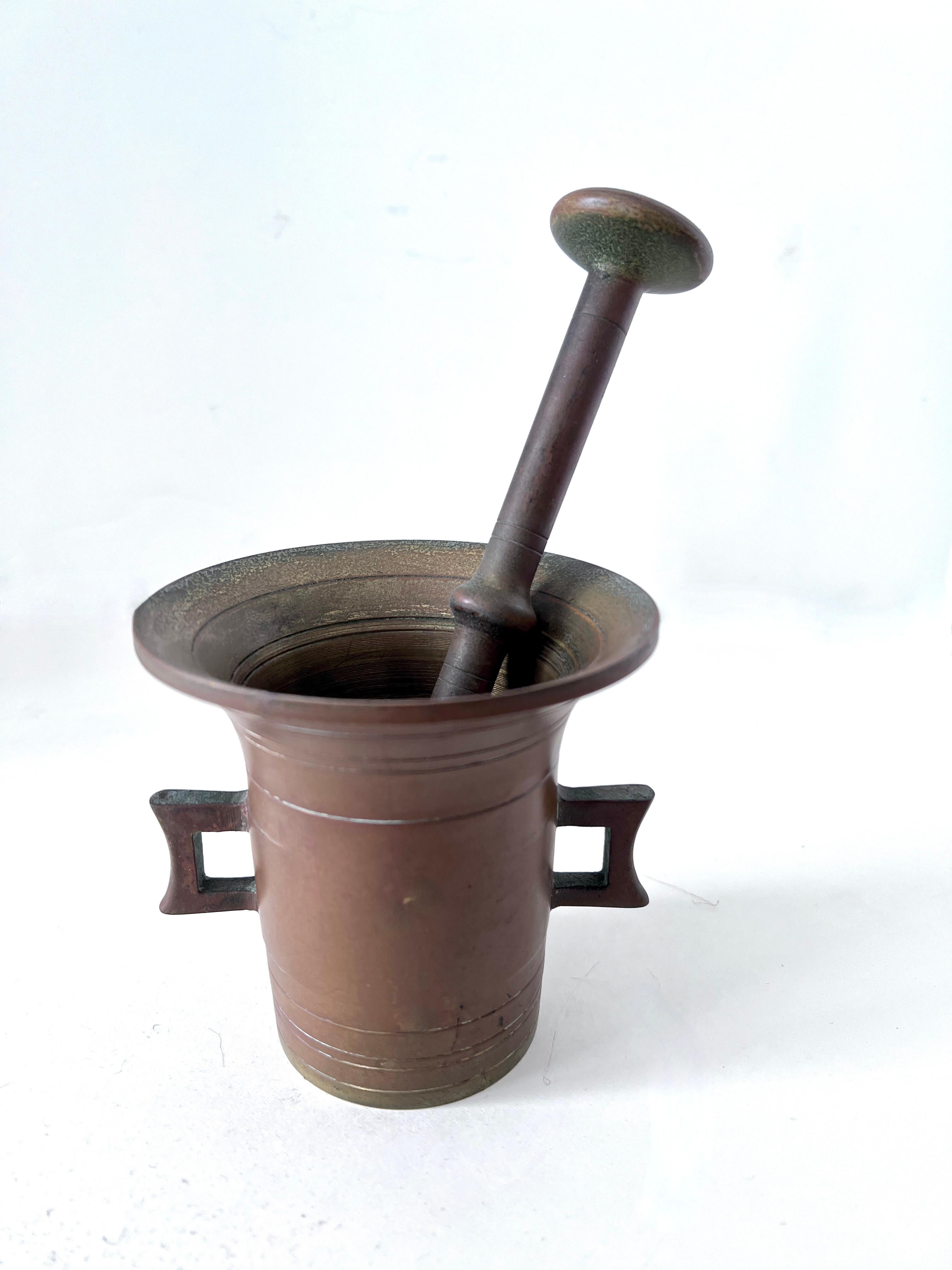 Folk Art Brass Mortar and Pestle For Sale