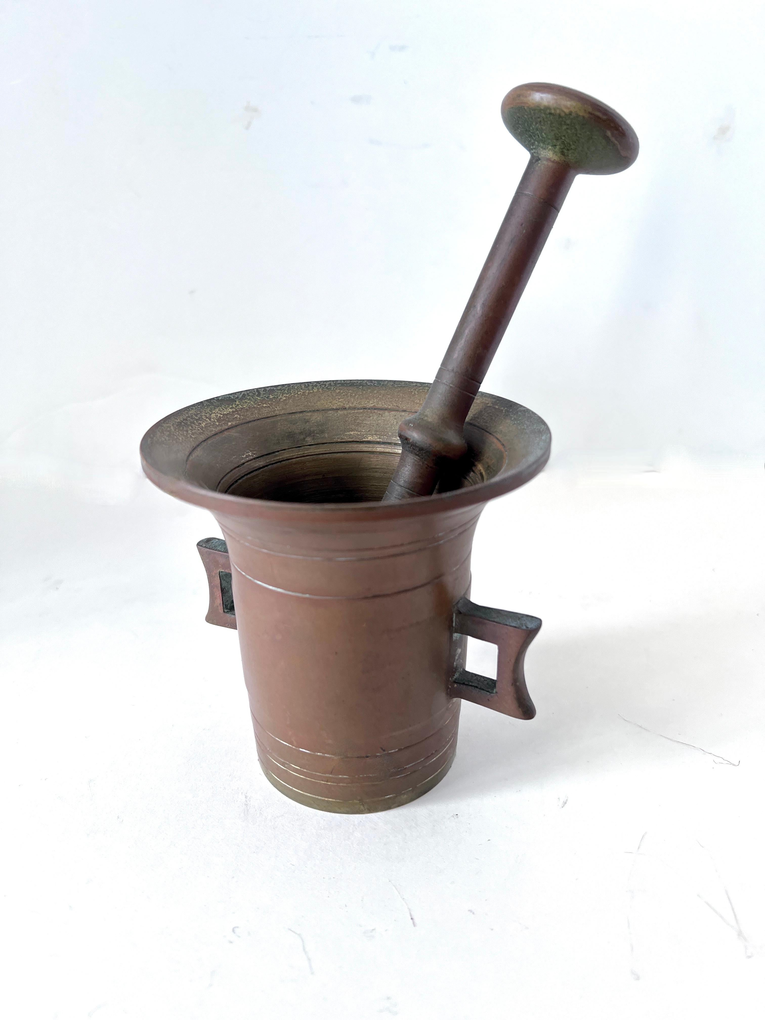 Cast Brass Mortar and Pestle For Sale