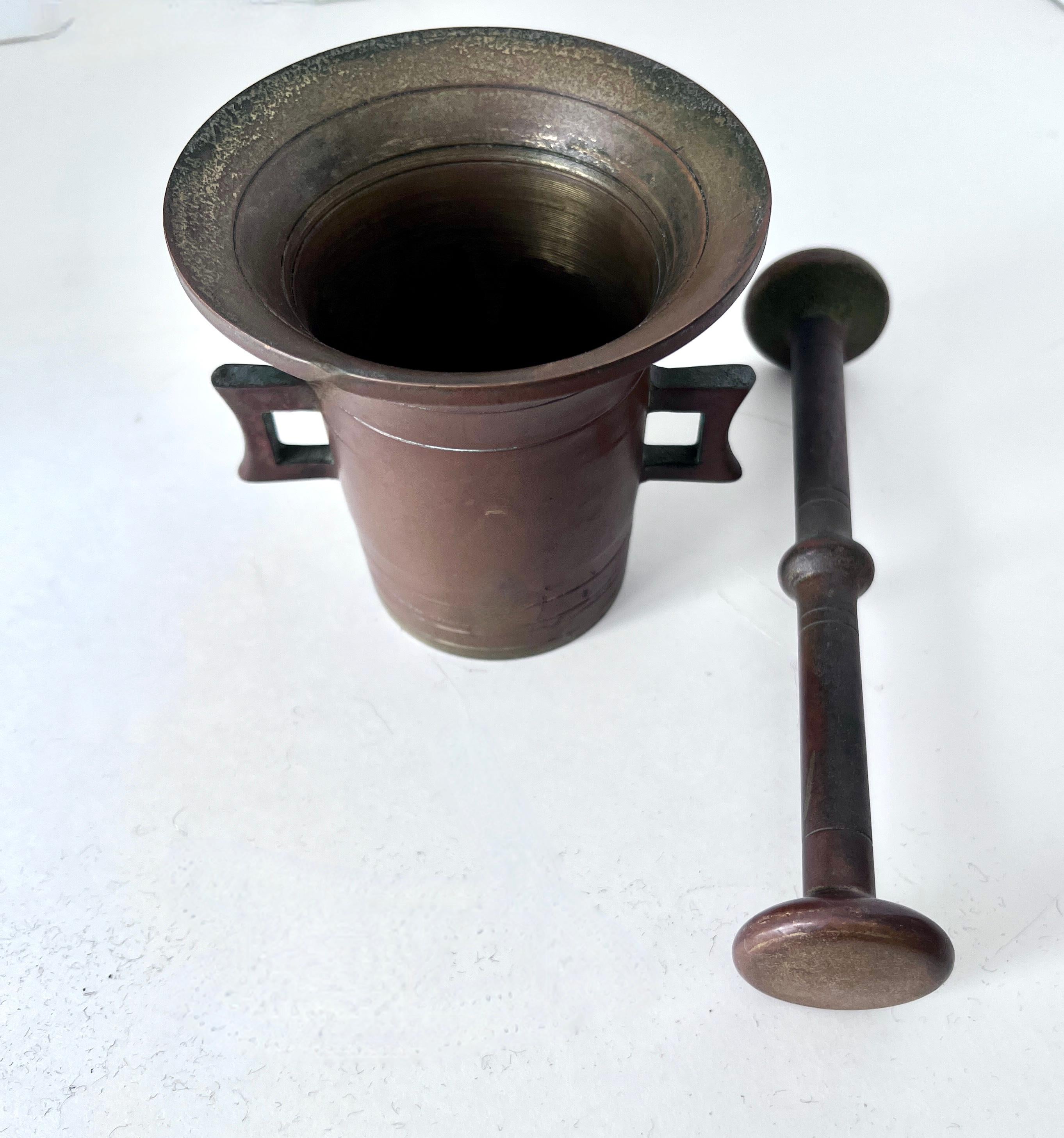 19th Century Brass Mortar and Pestle For Sale