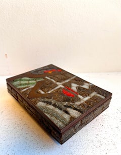 Boîte décorative à couvercle en laiton et mosaïque par Salvador Teran, Mexique, années 1950