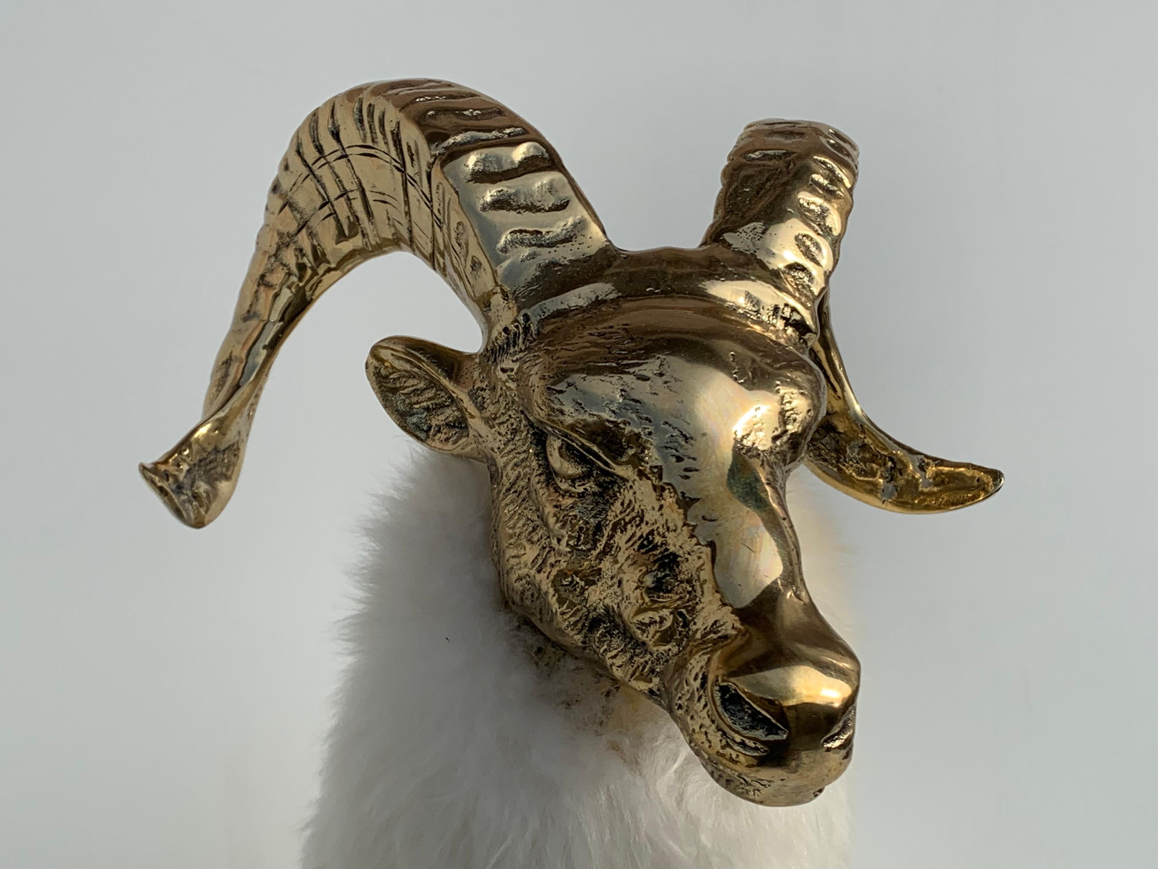 Late 20th Century Brass Mountain Sheep or Goat Sculpture