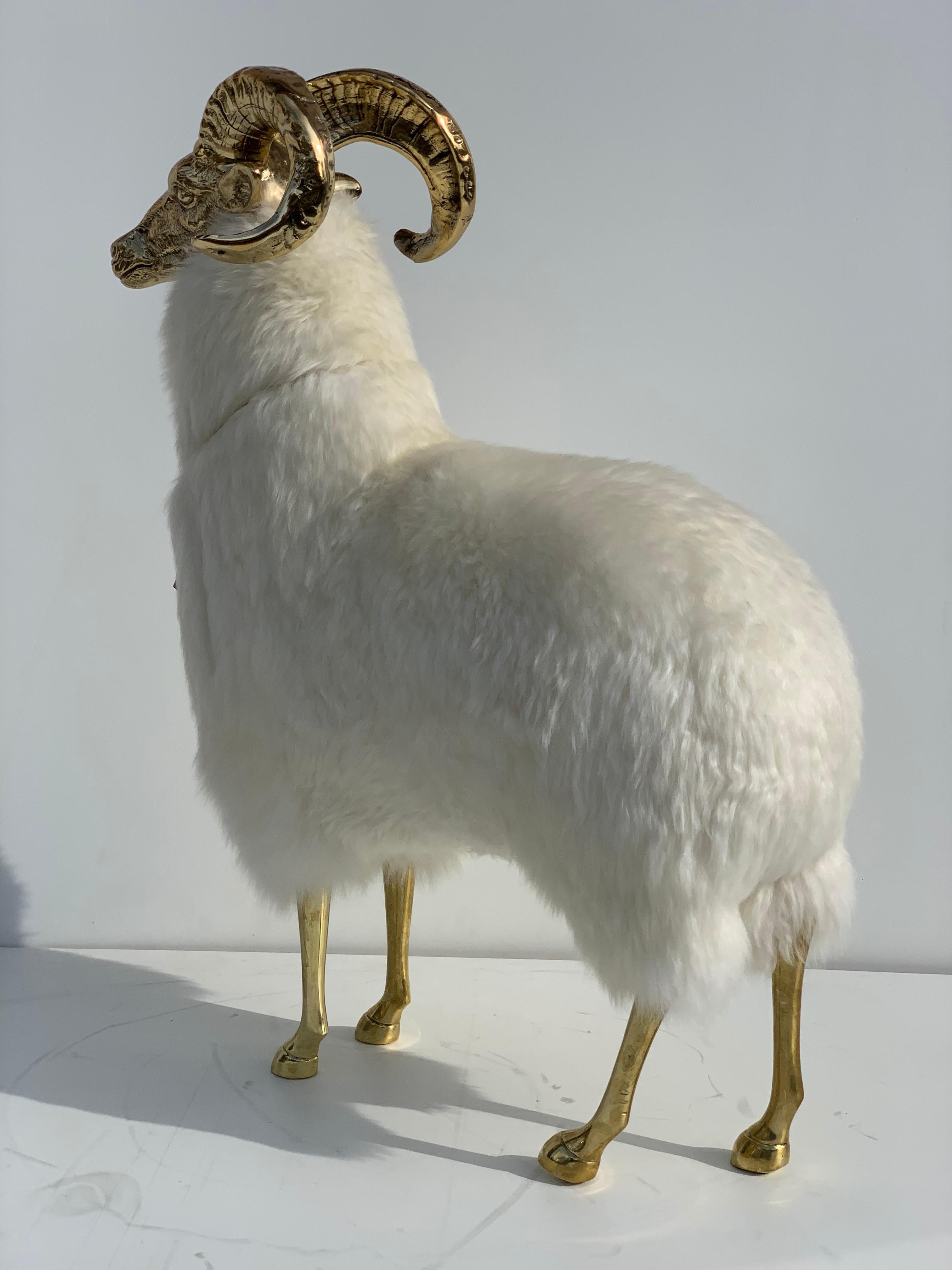 American Brass Mountain Sheep or Goat Sculpture