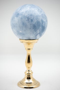 Brass Mounted Blue Calcite Sphere Large