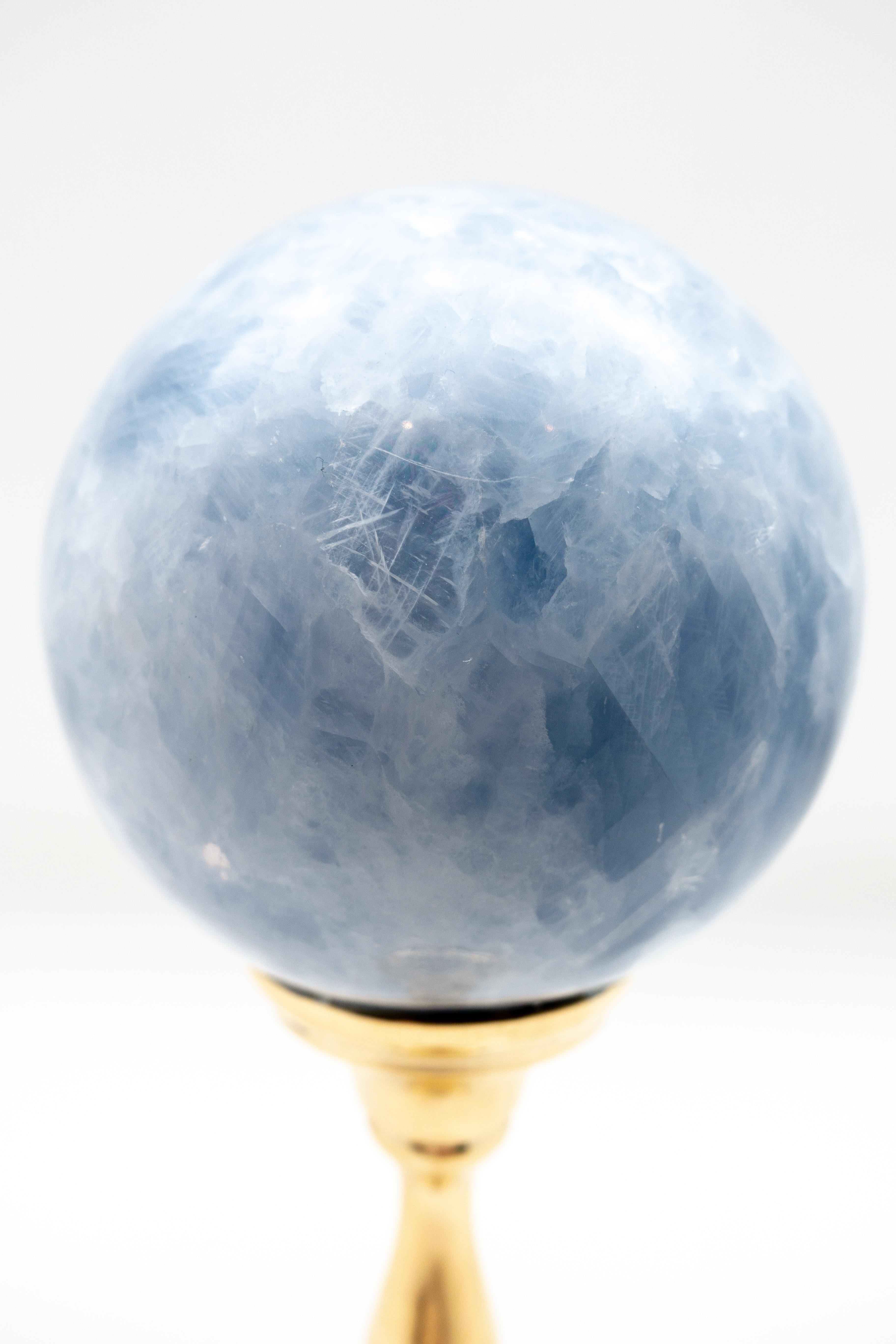 Other Brass Mounted Blue Calcite Sphere Large