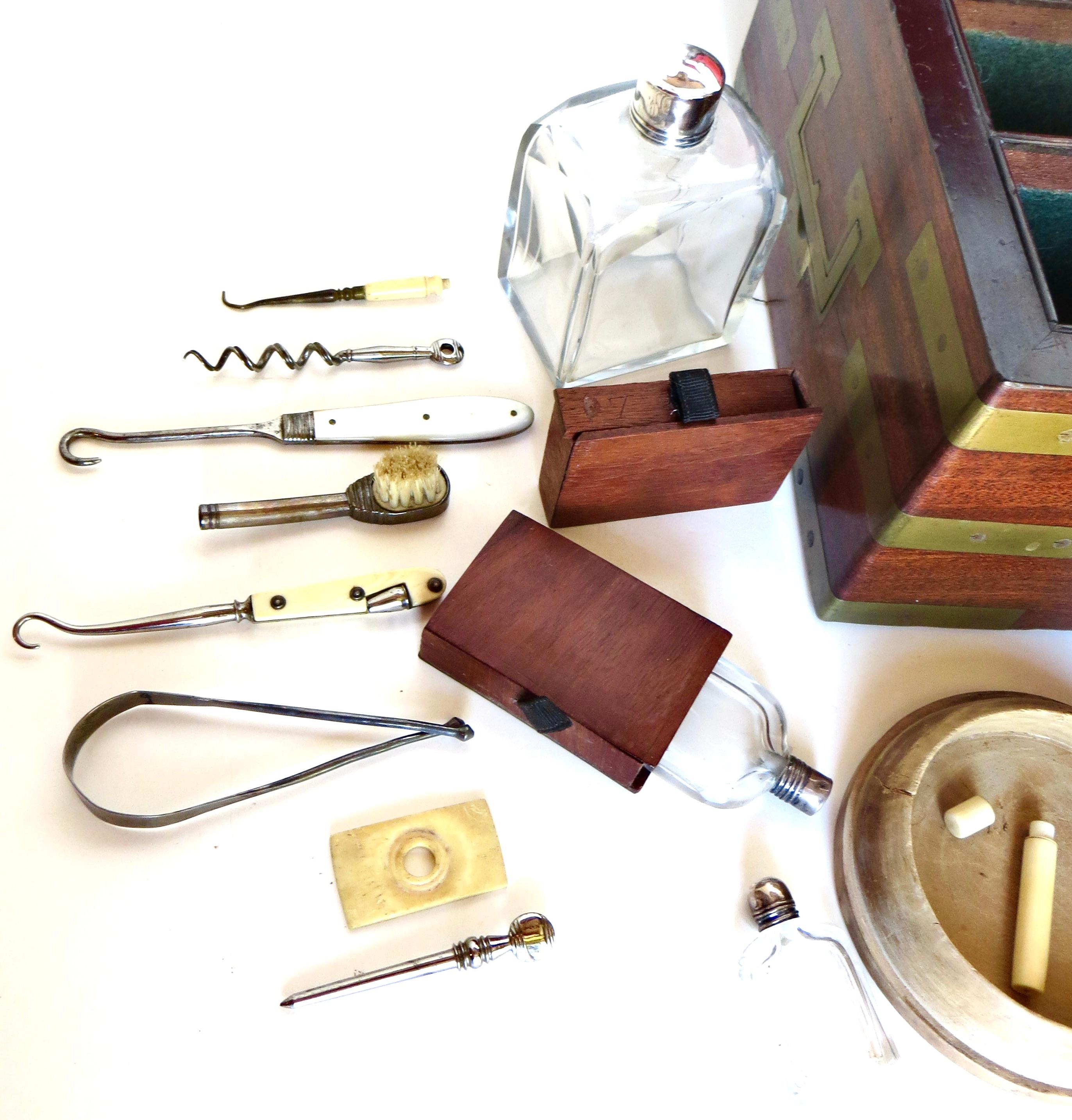 English Brass Mounted Georgian Campaign Dressing Table Box Gentleman's Necessaire C.1795 For Sale