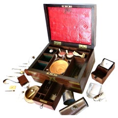 Antique Brass Mounted Georgian Campaign Dressing Table Box Gentleman's Necessaire C.1795