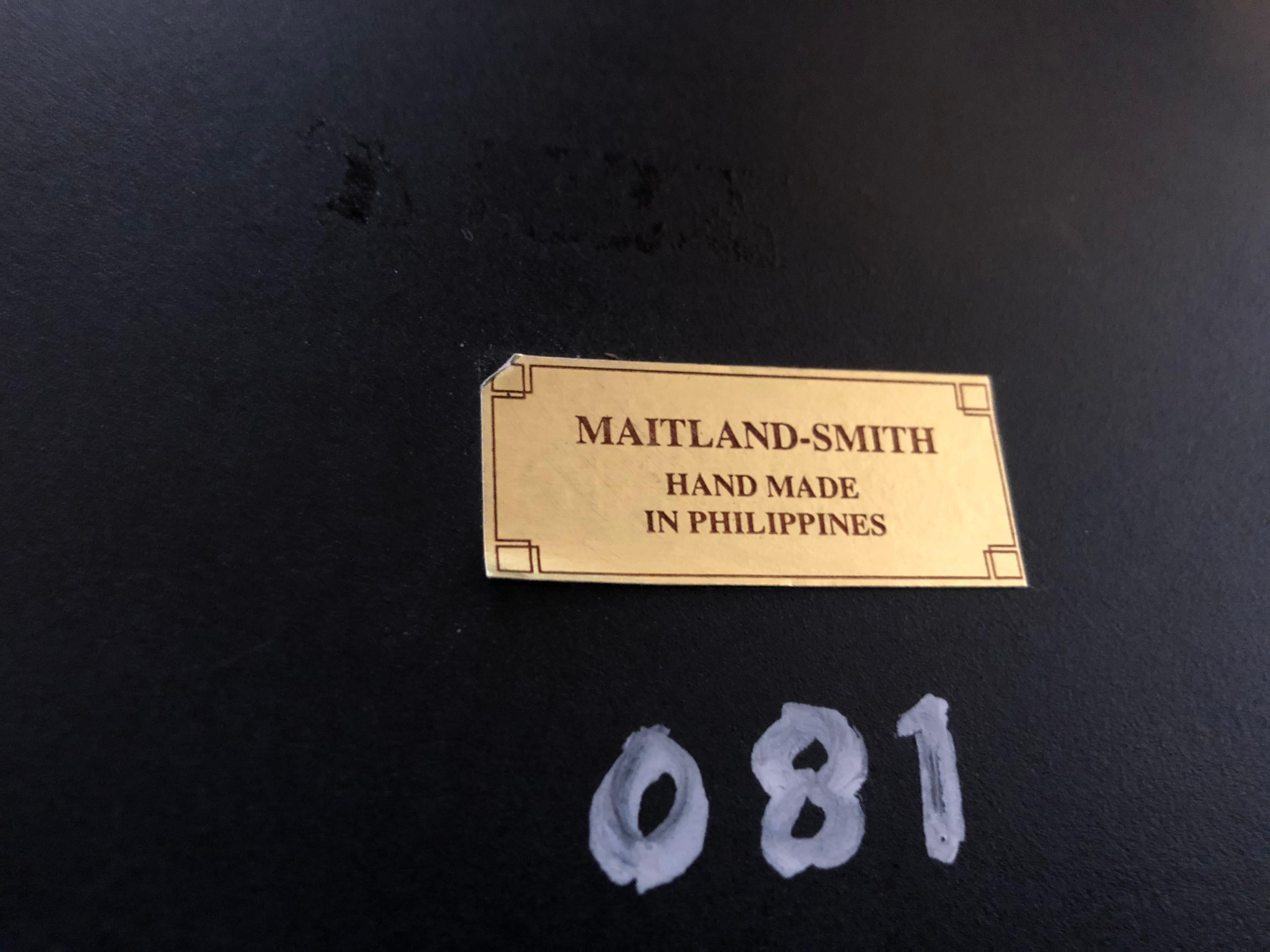 Brass Mounted Mahogany and Leather Drum Table by Maitland Smith 8