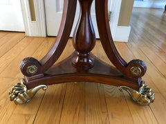 Brass Mounted Mahogany and Leather Drum Table by Maitland Smith