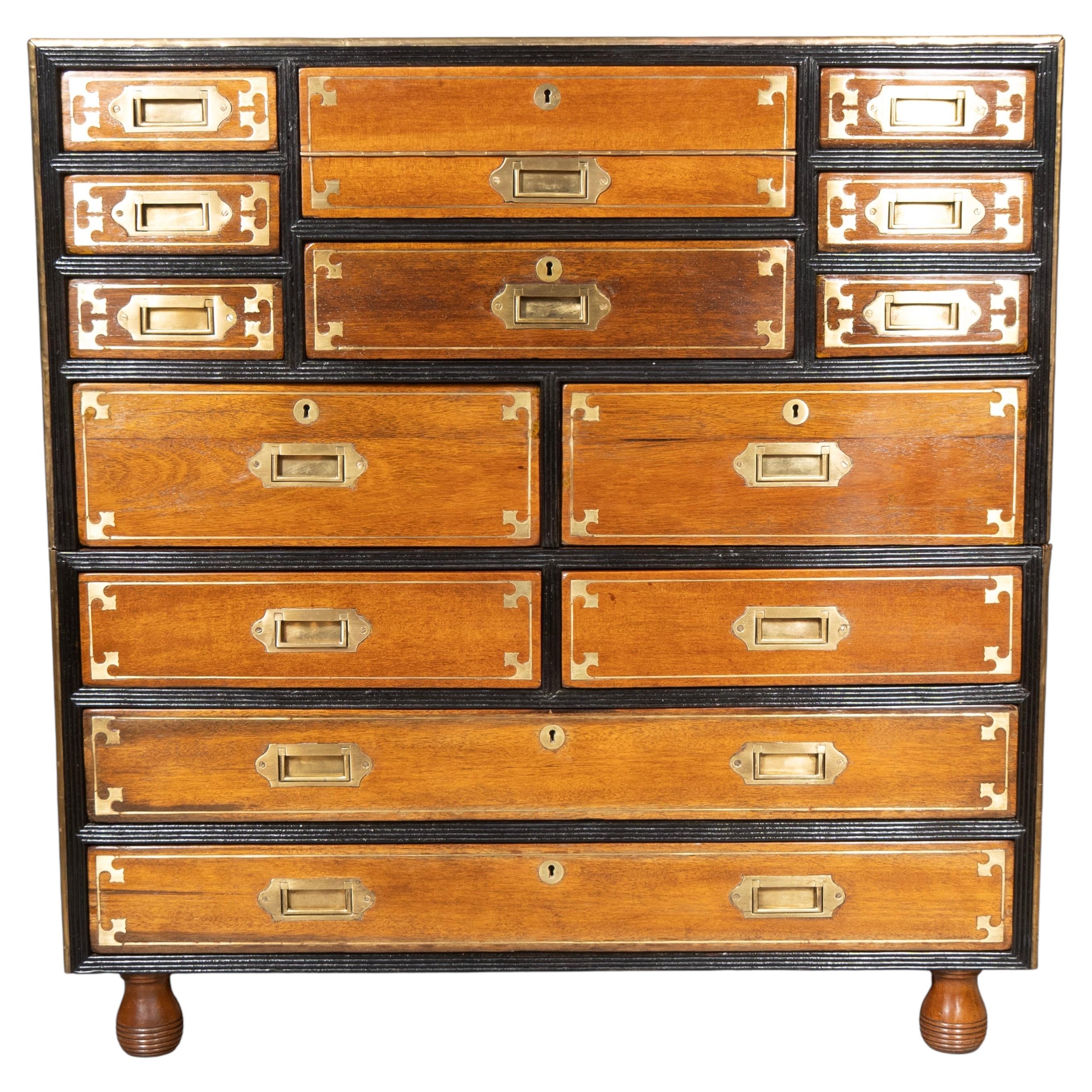 Brass Mounted Mahogany Campaign Chest For Sale