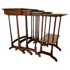 Brass Mounted Mahogany Nesting Tables, Set of 4