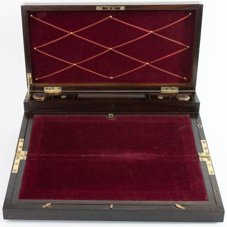 Wood Brass Mounted Mahogany Writing Slope by N Middleton c1825