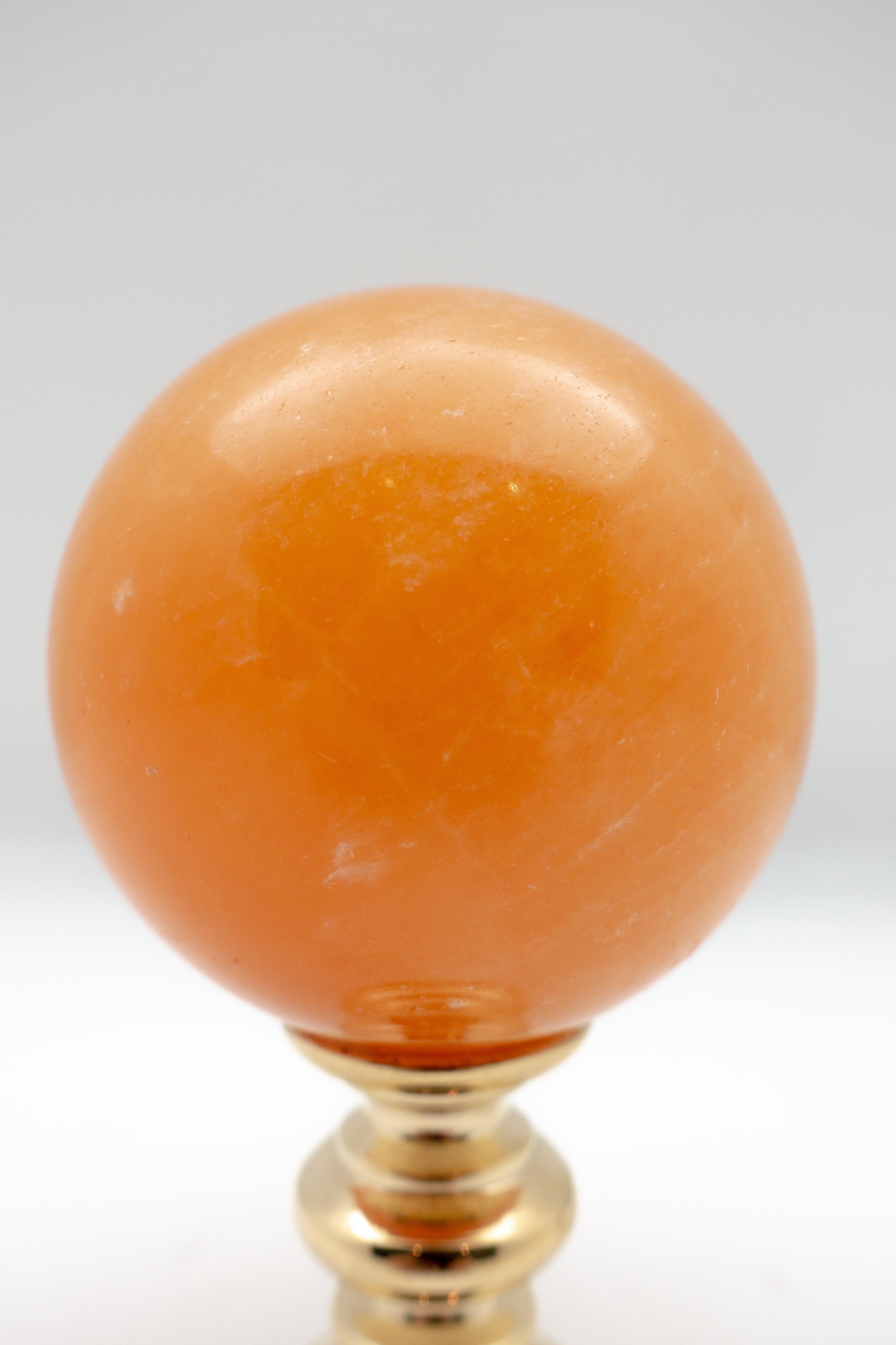 Other Brass Mounted Orange Calcite Sphere Small