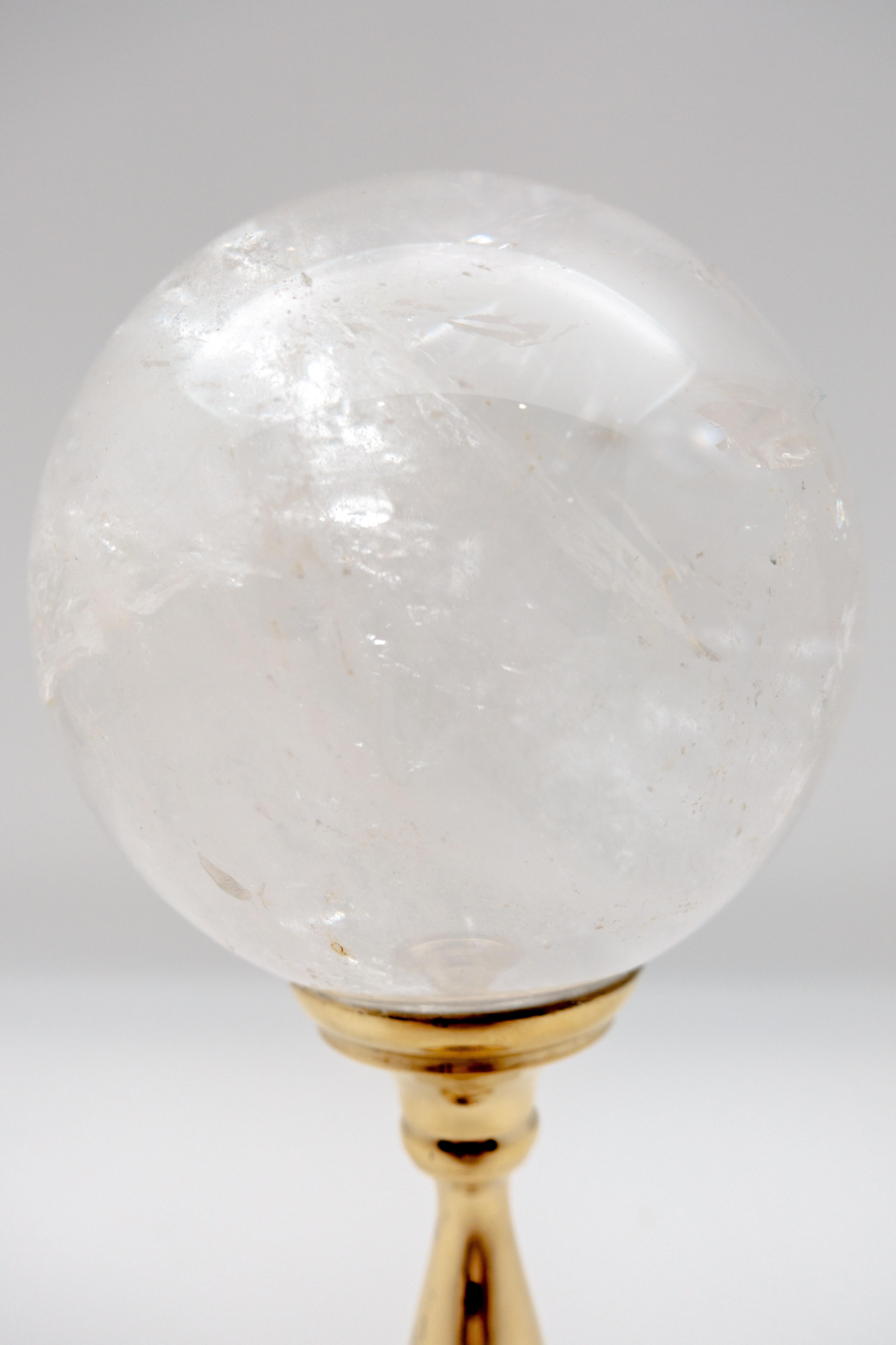 Other Brass Mounted Rock Crystal Sphere Large For Sale