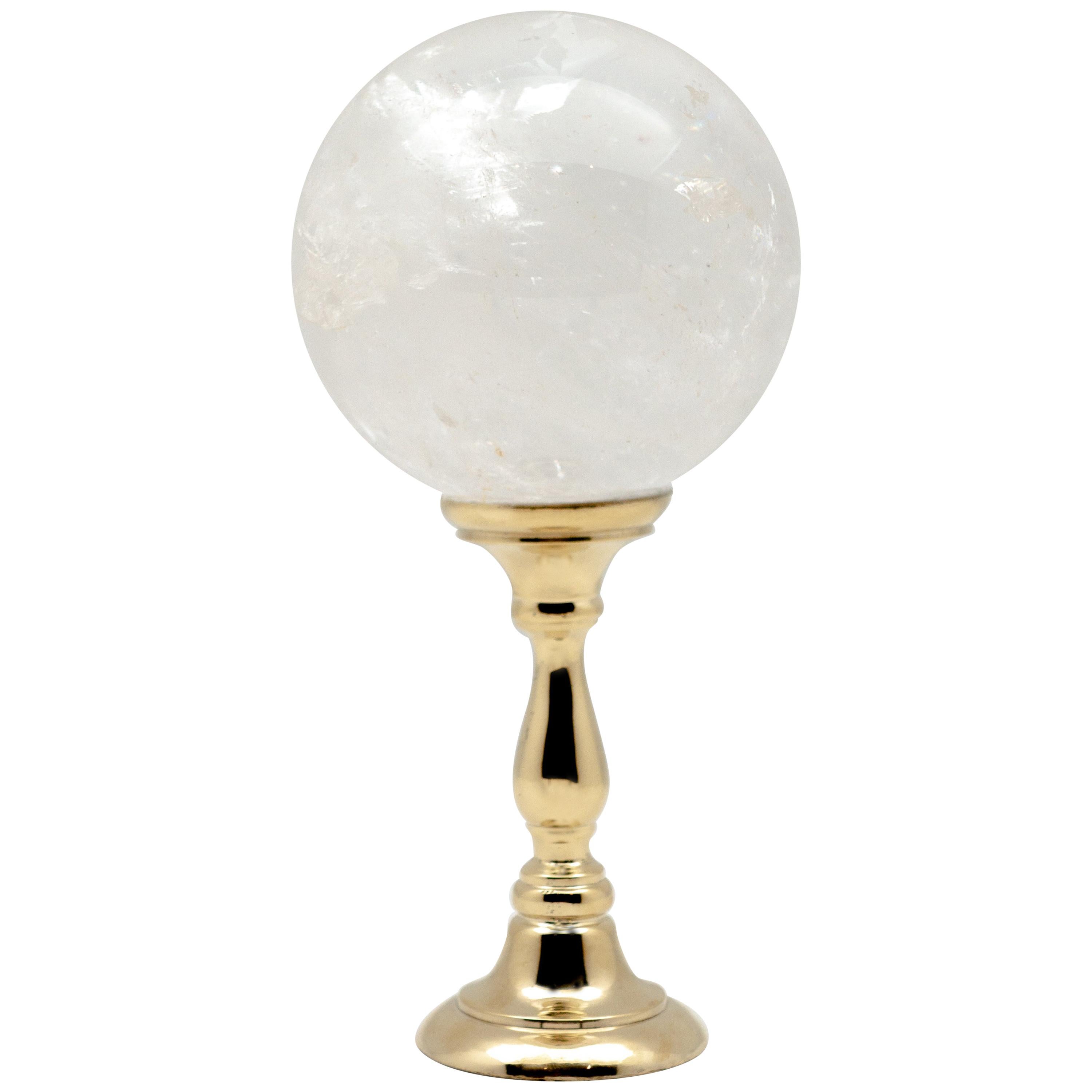 Brass Mounted Rock Crystal Sphere Large