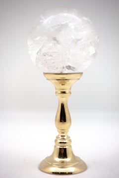Brass-Mounted Rock Crystal Sphere Medium