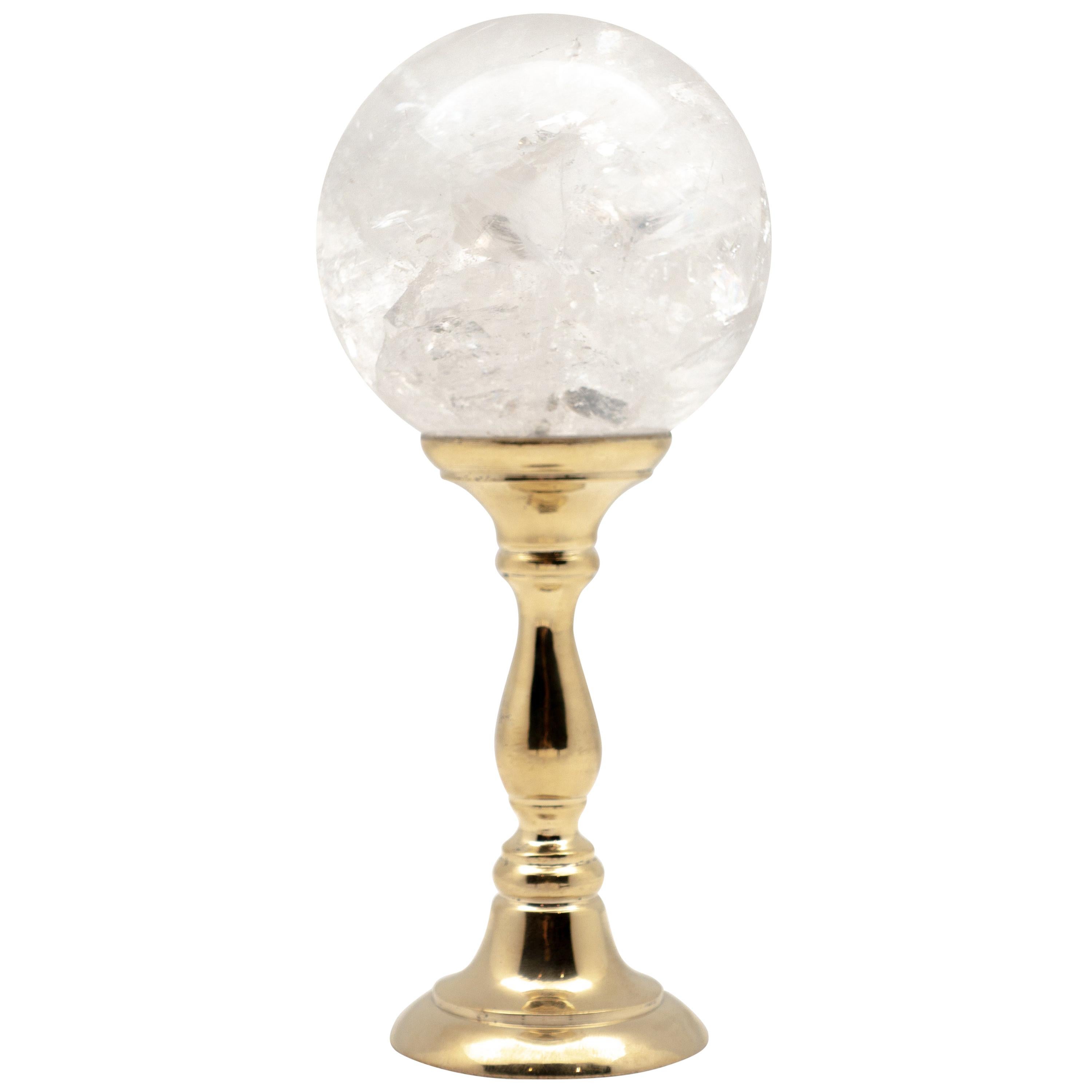 Brass-Mounted Rock Crystal Sphere Medium