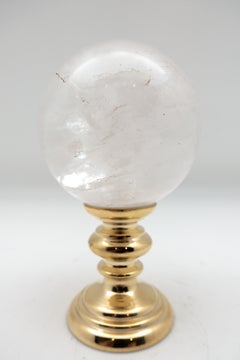 Brass-Mounted Rock Crystal Sphere Small