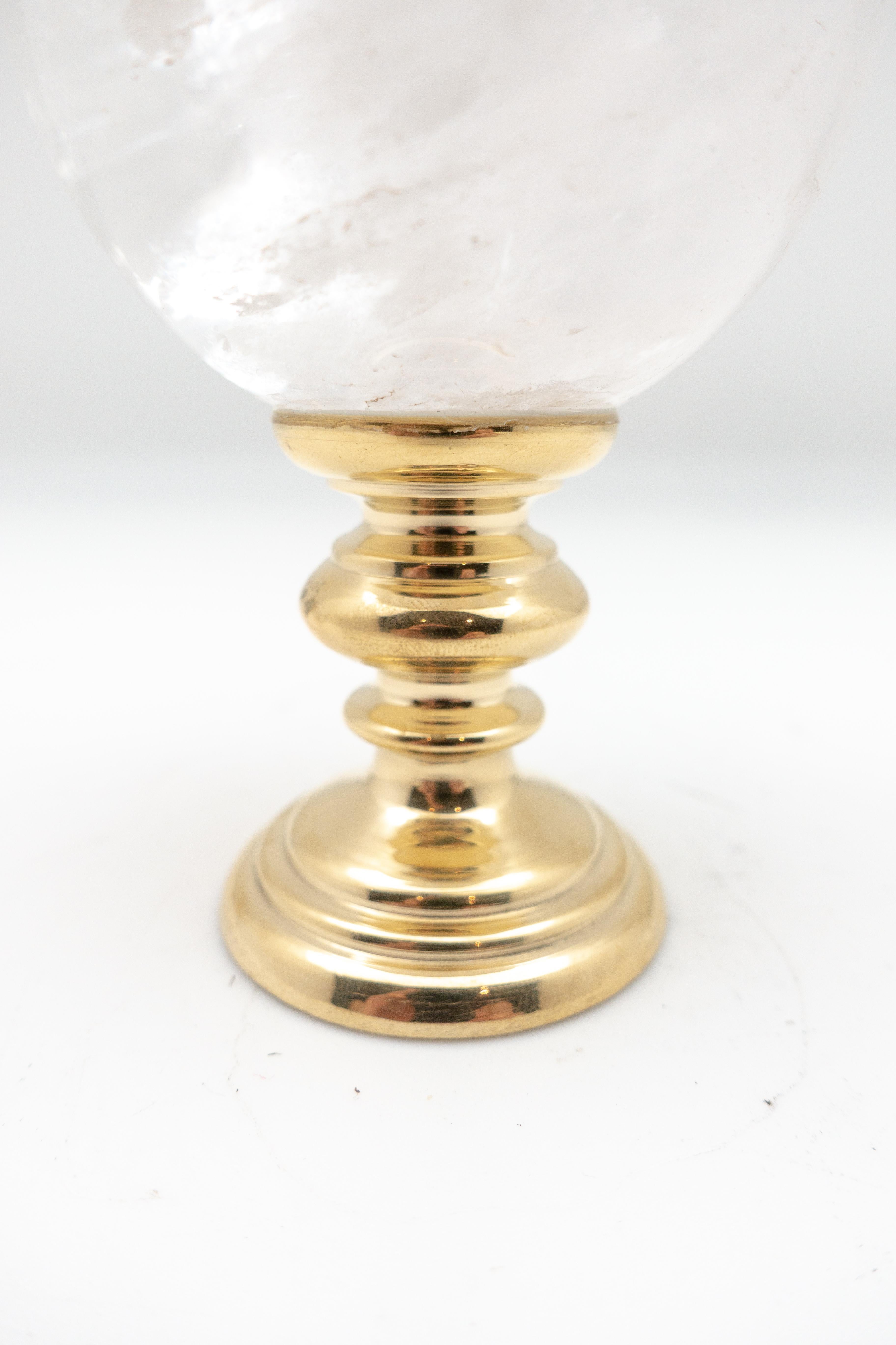 American Brass-Mounted Rock Crystal Sphere Small