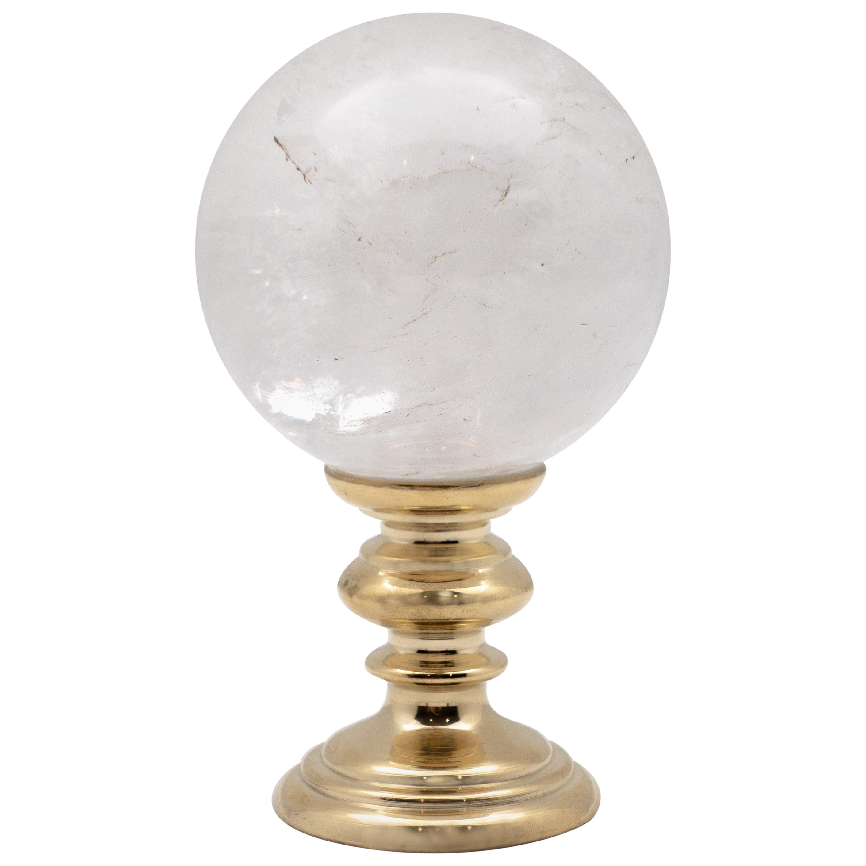 Brass-Mounted Rock Crystal Sphere Small