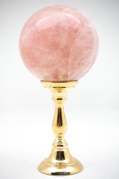 Brass-Mounted Rose Quartz Sphere Medium
