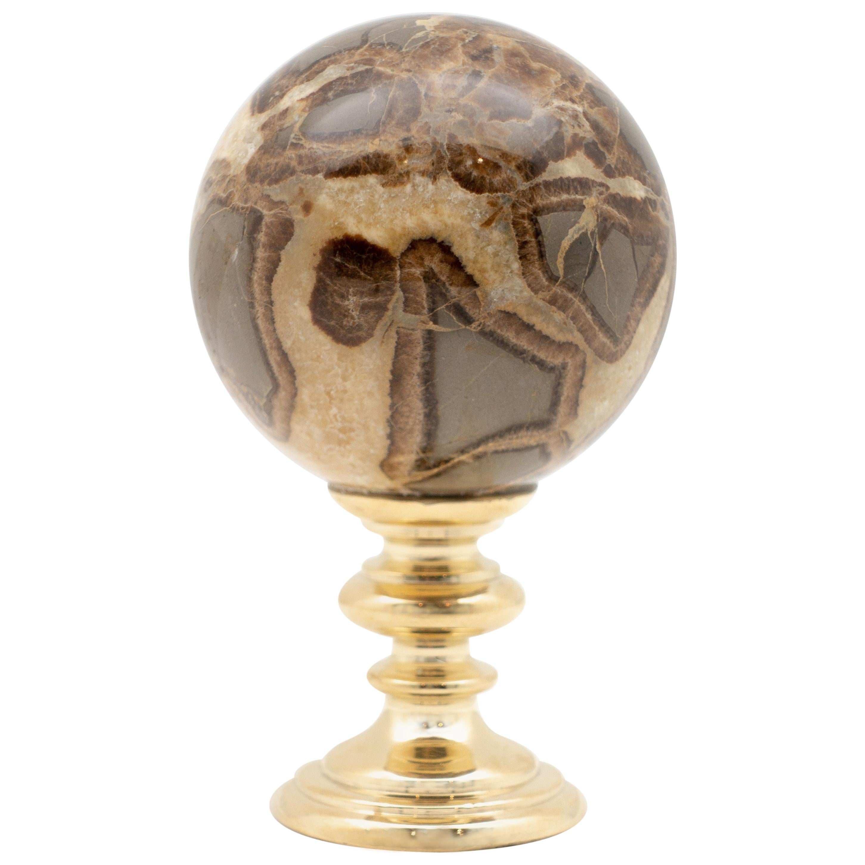 Brass Mounted Septarian Sphere Small