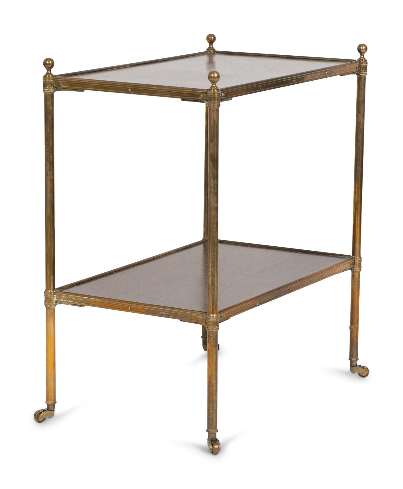 French Brass Mounted Two-Tier Side Table in the Manner of Maison Jansen, 20th Century