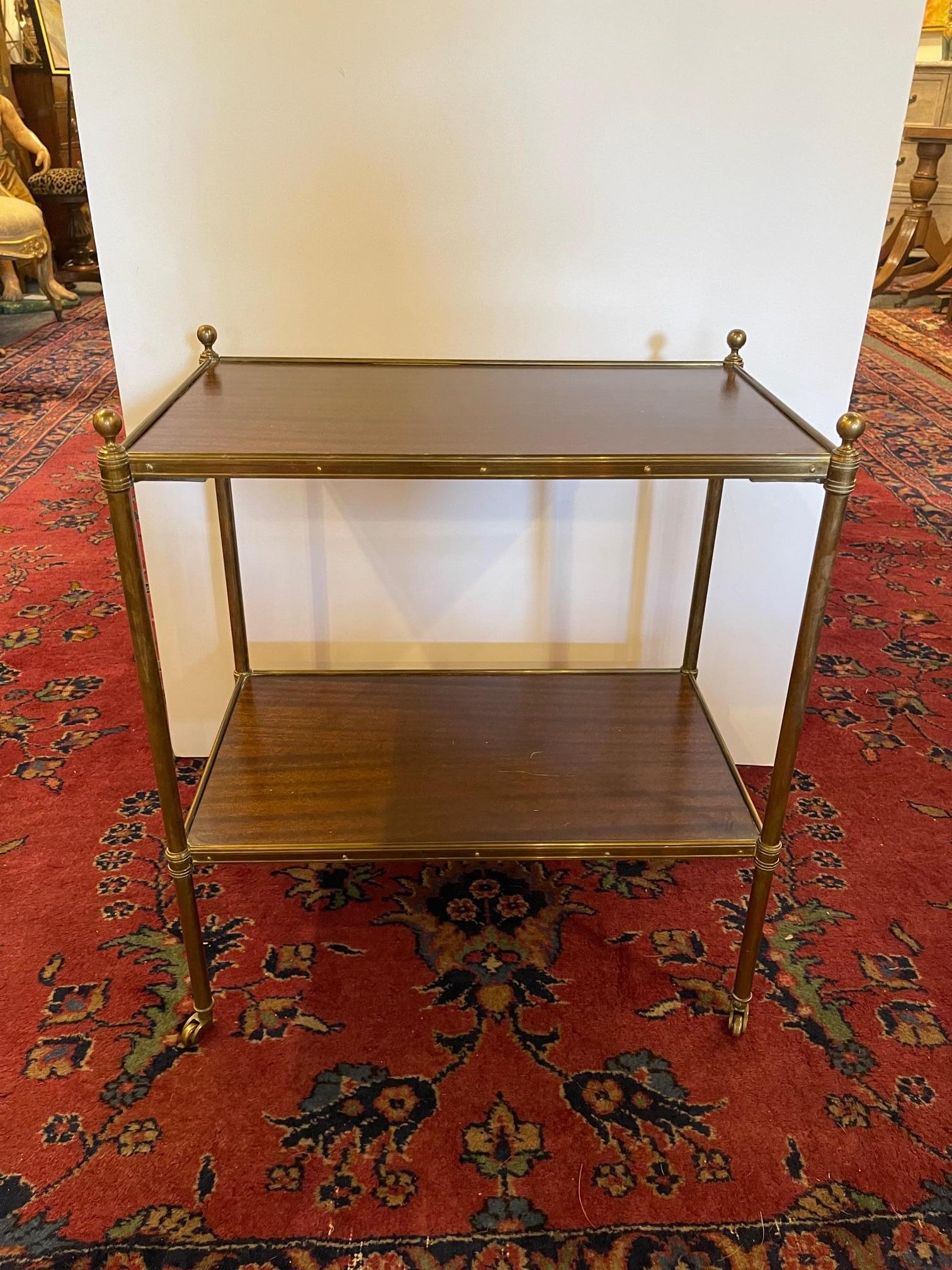 Brass Mounted Two-Tier Side Table in the Manner of Maison Jansen, 20th Century In Good Condition In Savannah, GA