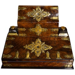 Antique Brass Mounted Walnut Writing Box, circa 1860