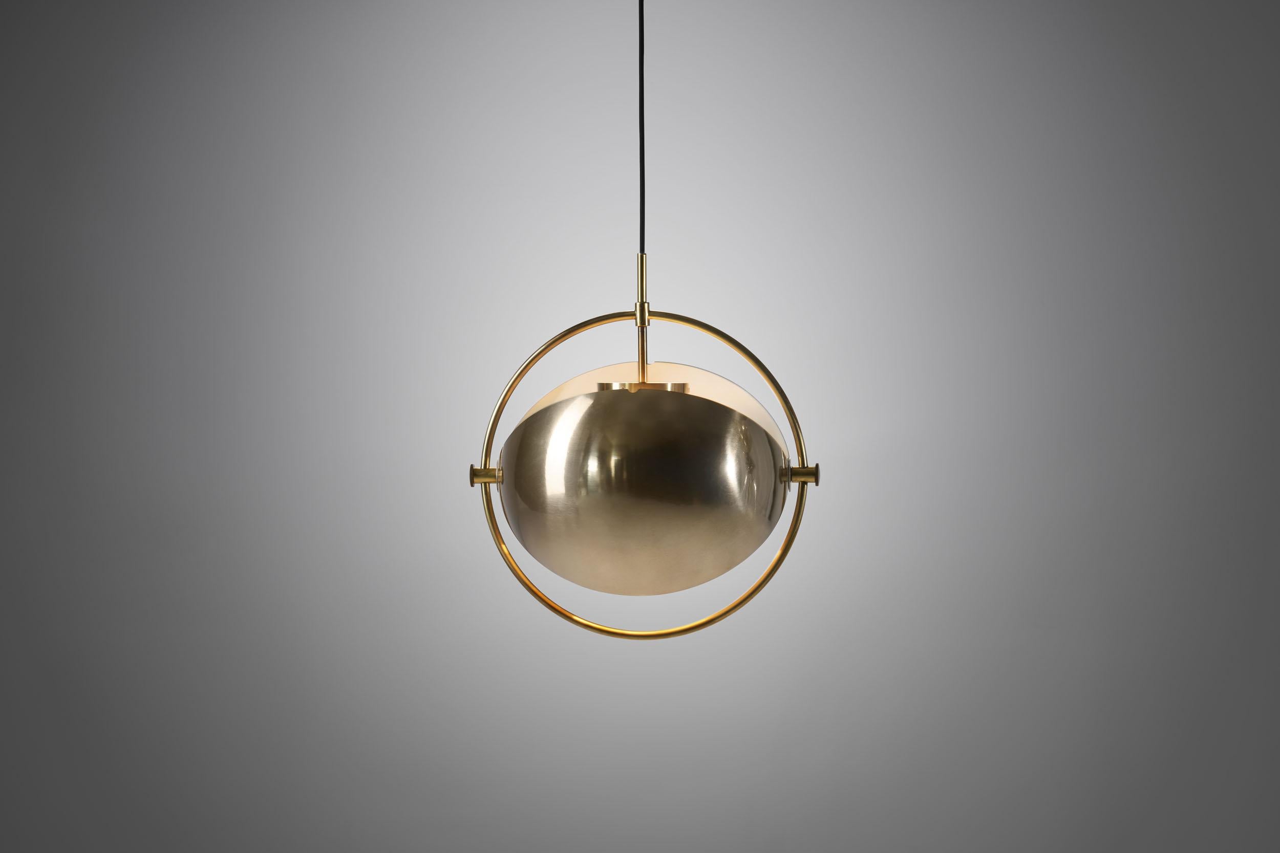 Danish Brass Multi-Lite Pendant by Louis Weisdorf for Lyfa, Denmark 1972