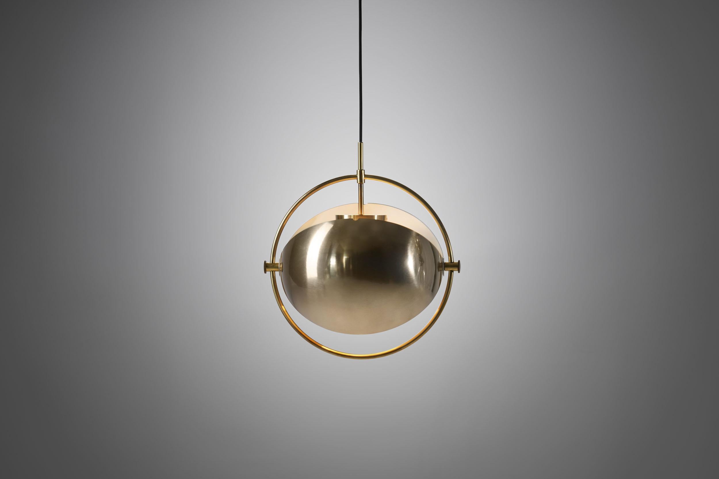 Danish Brass Multi-Lite Pendant by Louis Weisdorf for Lyfa, Denmark 1972 For Sale