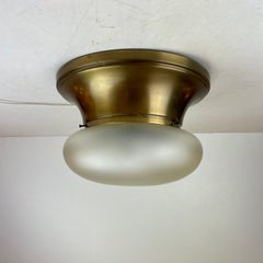 Mid-Century Brass Flush-Mount Ceiling Lamp with Murano Glass, 1960s