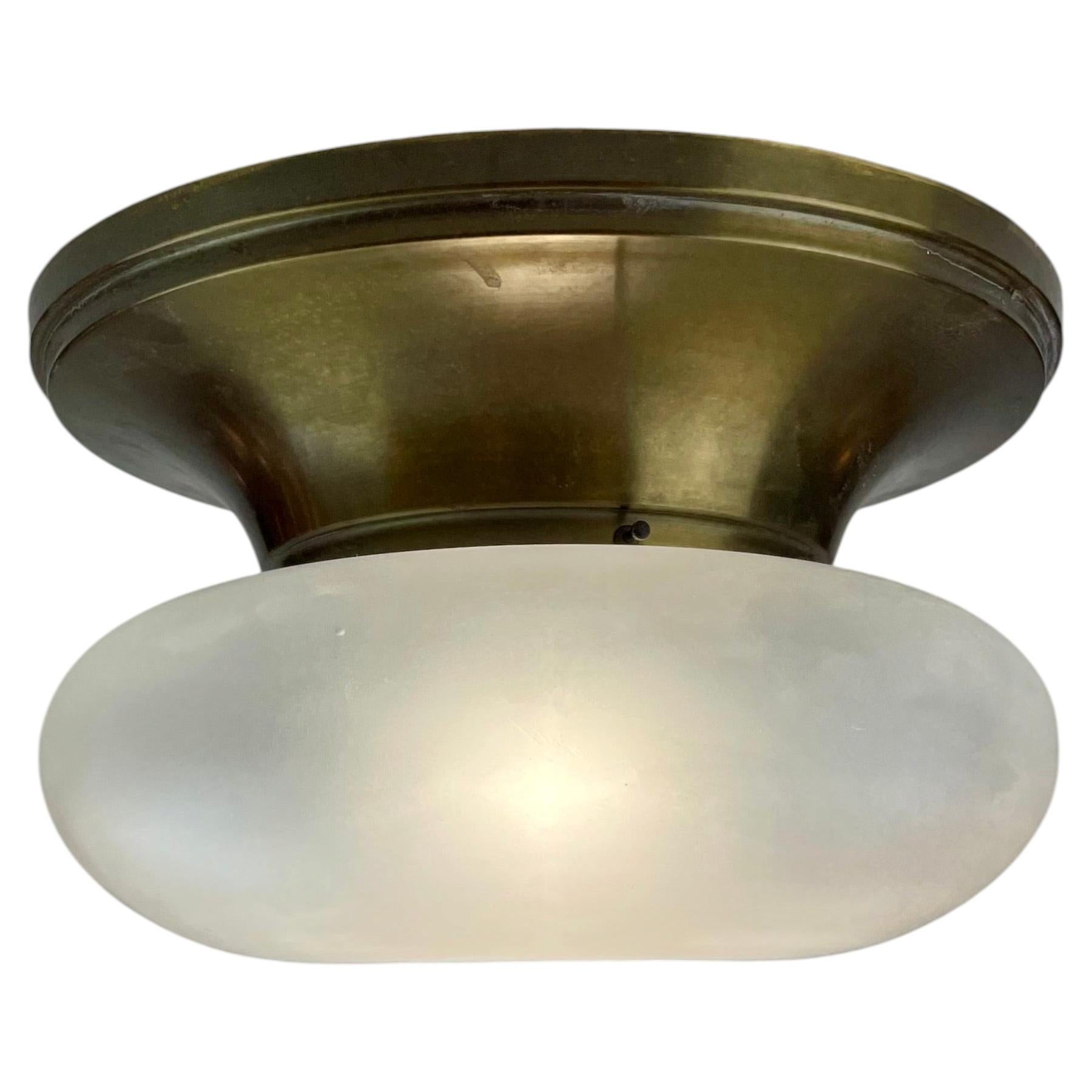Mid-Century Modern Brass and Murano Glass Ceiling Lamp, Italy, 1960s