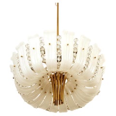 Brass Murano Glass Kalmar Chandelier Mid-Century 1960s Model Tardano