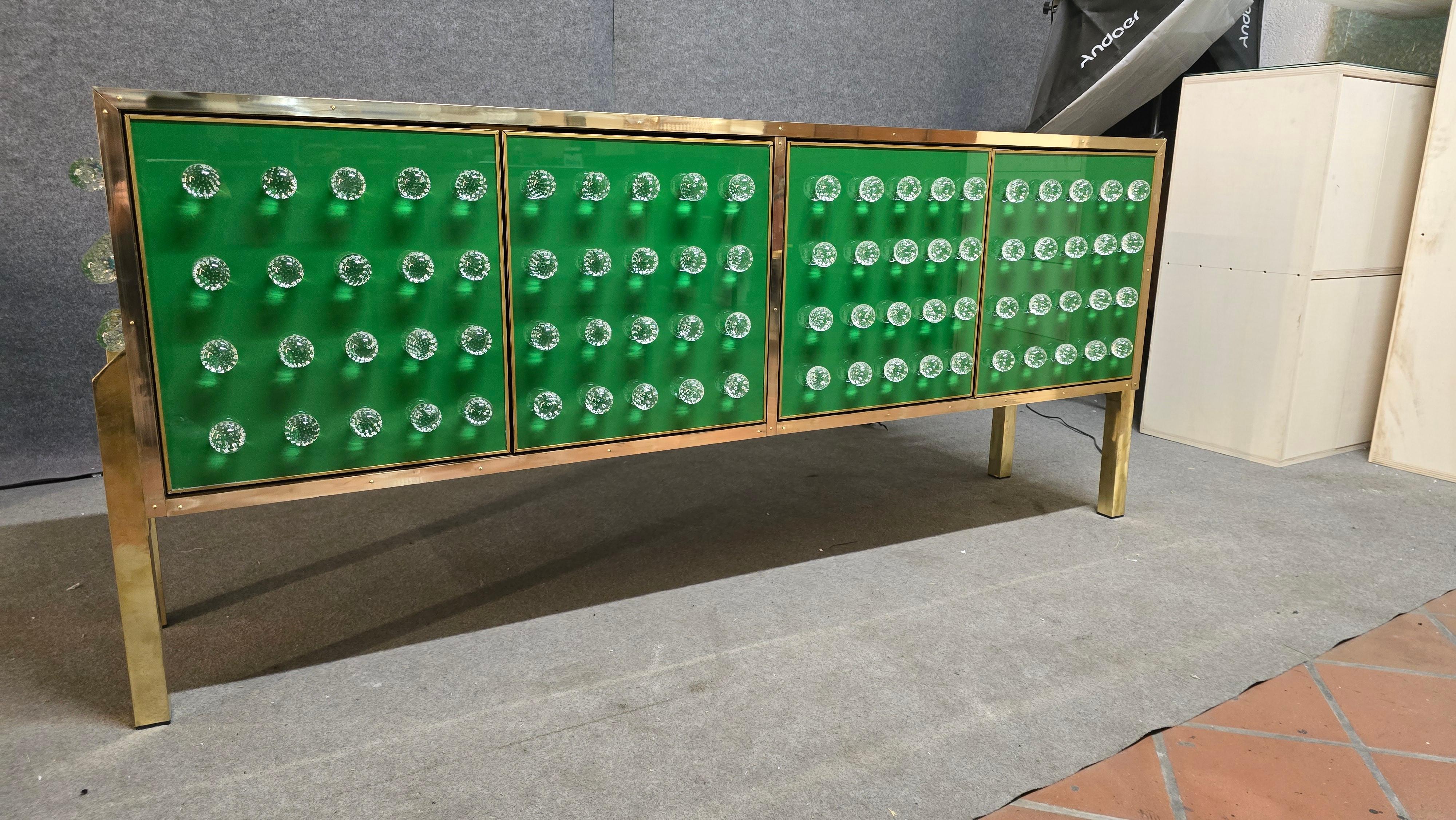 Brass & Murano Glass Sideboard with 120 Fused Spheres — Made in Italy in vendita 2