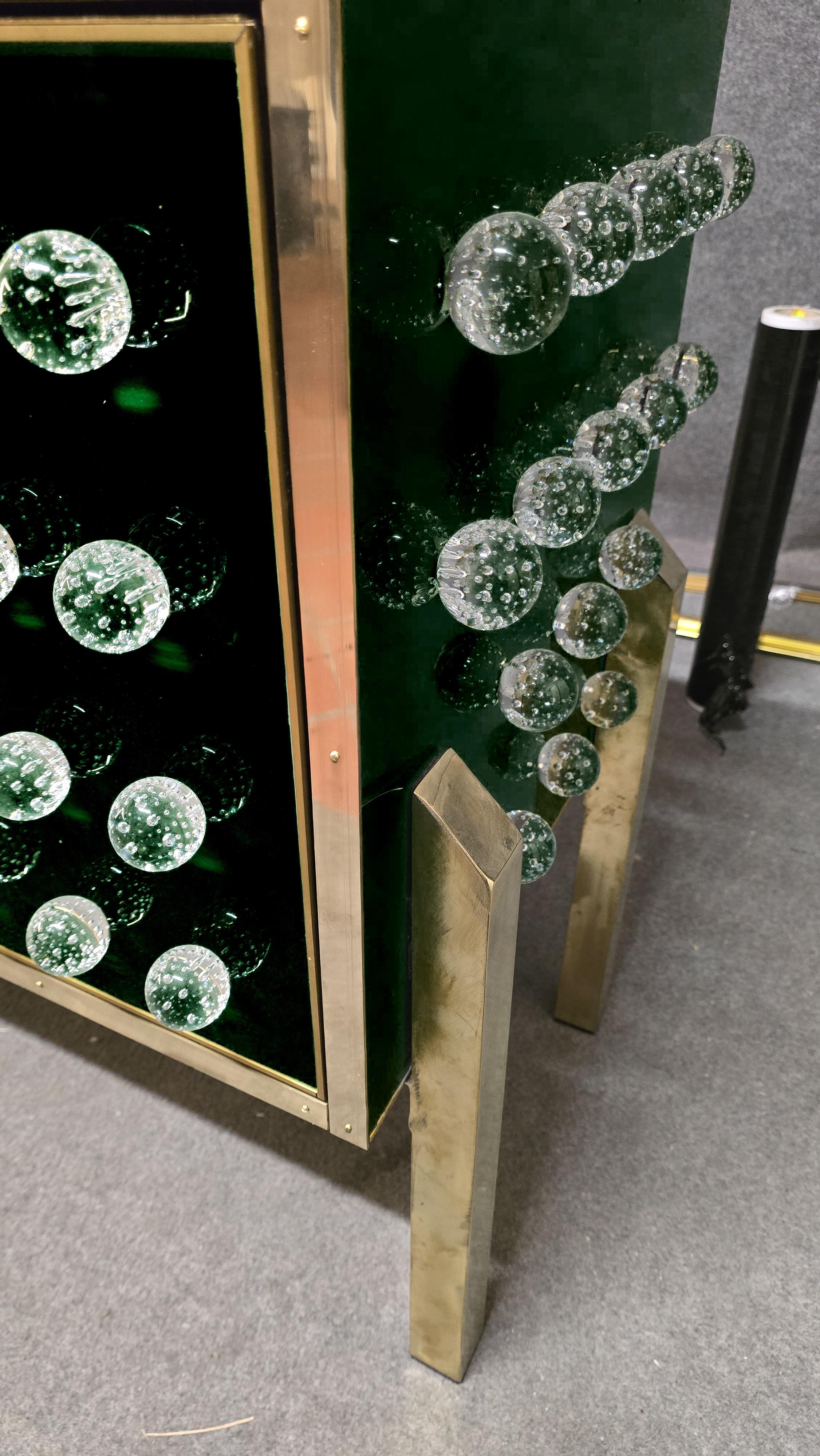 Sideboard aus Messing und Muranoglas mit 120 geschmolzenen Kugeln - Made in Italy im Angebot 3
