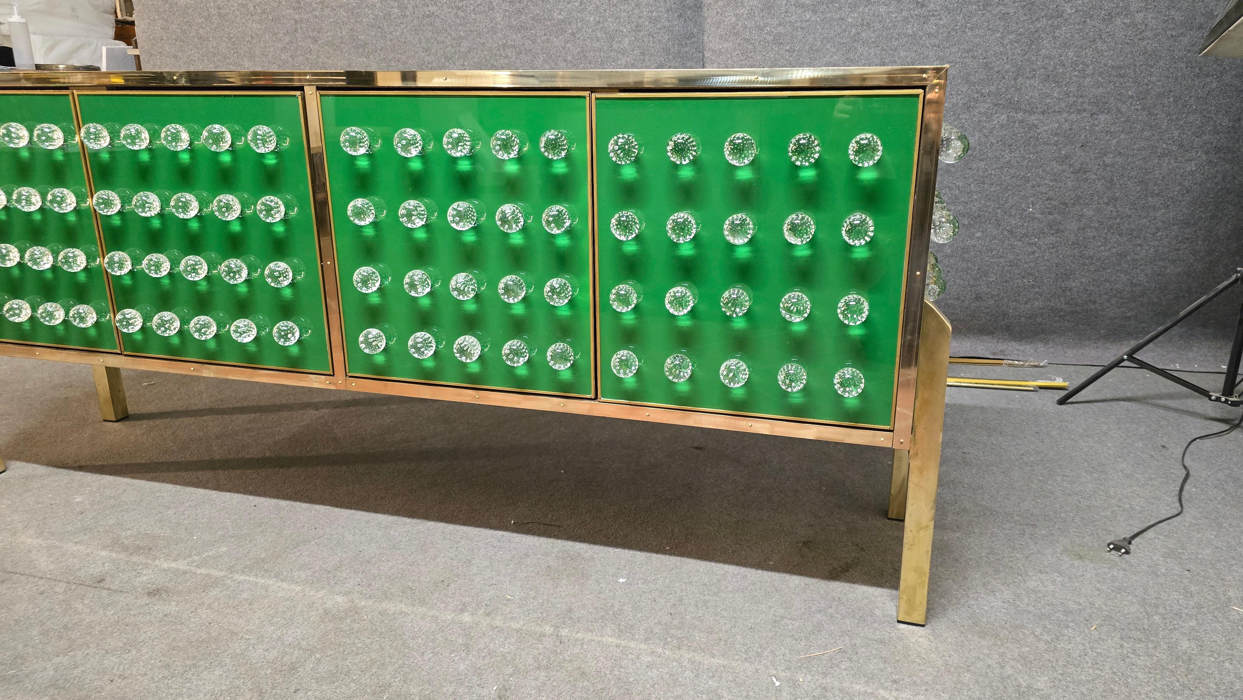 Brass & Murano Glass Sideboard with 120 Fused Spheres — Made in Italy in vendita 3