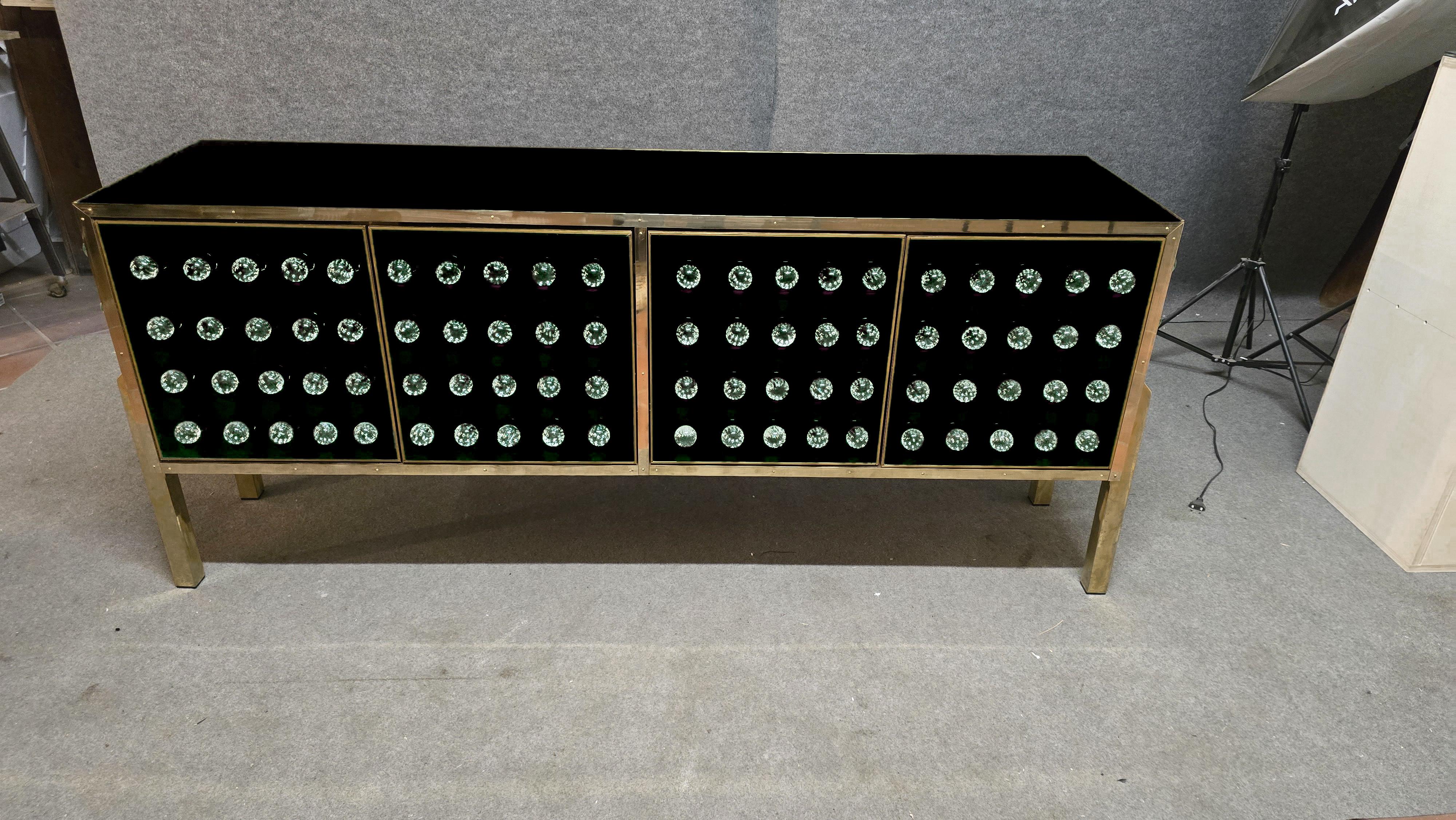 Sideboard aus Messing und Muranoglas mit 120 geschmolzenen Kugeln - Made in Italy im Angebot 4