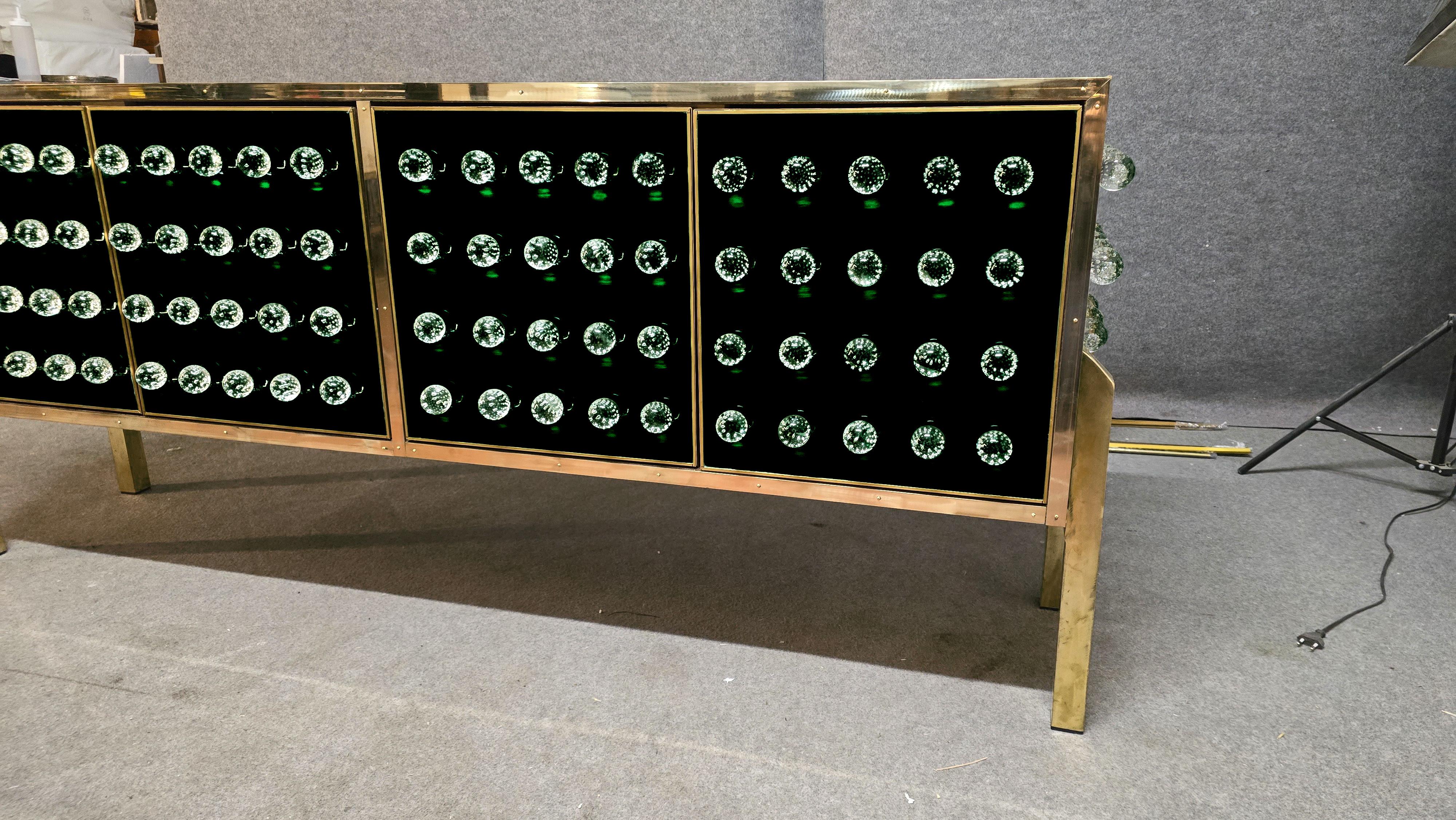 Sideboard aus Messing und Muranoglas mit 120 geschmolzenen Kugeln - Made in Italy im Angebot 5