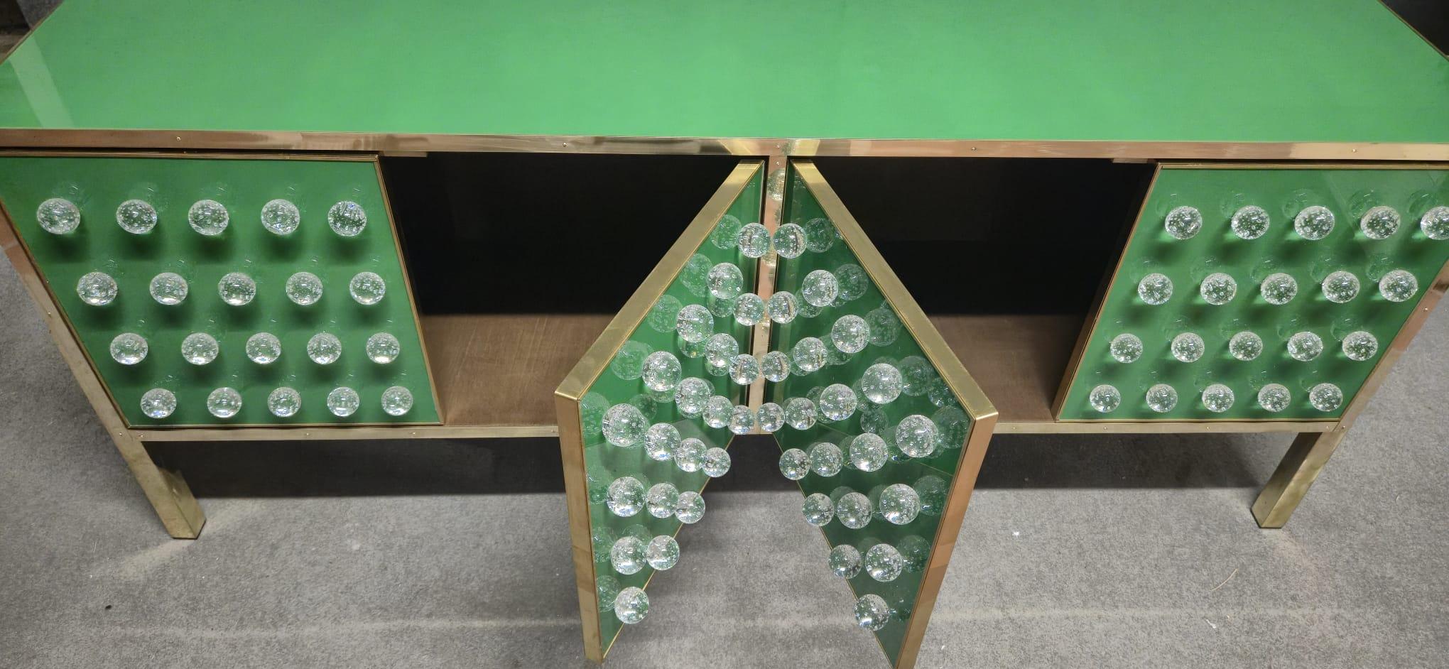 Brass & Murano Glass Sideboard with 120 Fused Spheres — Made in Italy in vendita 5