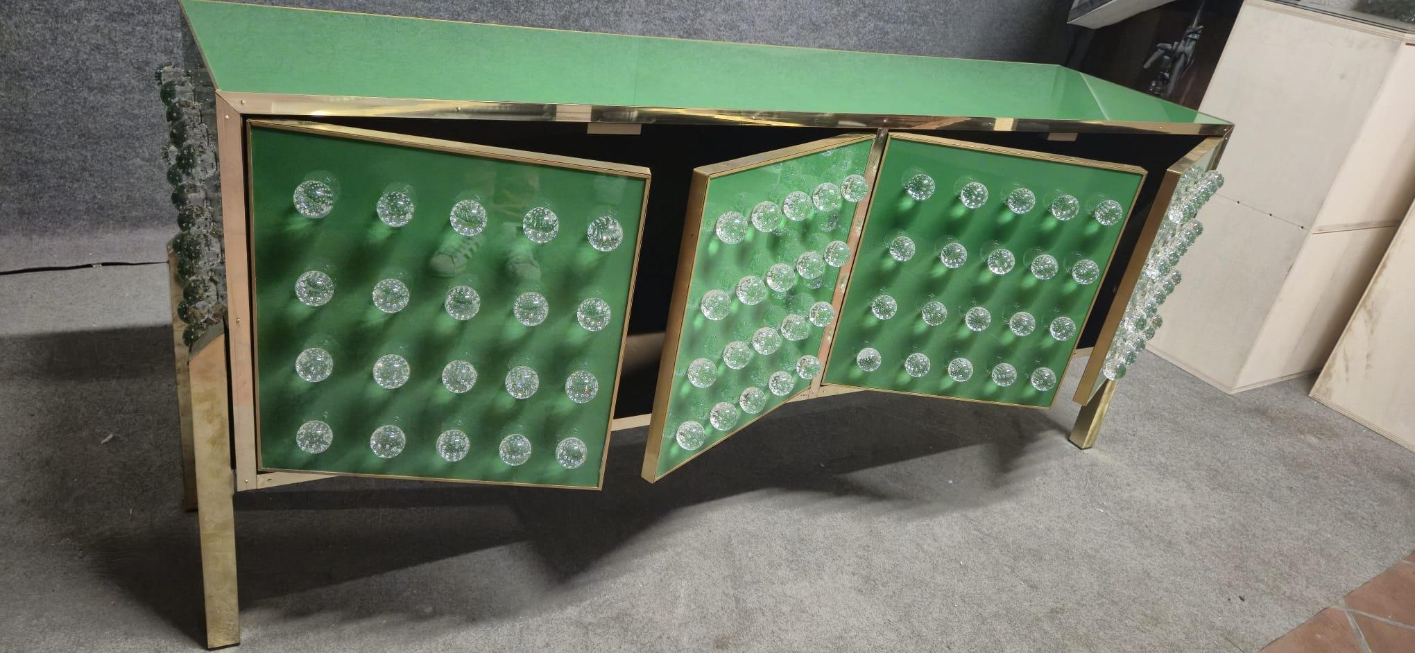 Brass & Murano Glass Sideboard with 120 Fused Spheres — Made in Italy in vendita 6