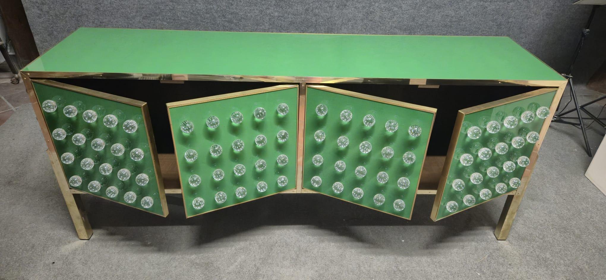 Brass & Murano Glass Sideboard with 120 Fused Spheres — Made in Italy in vendita 8