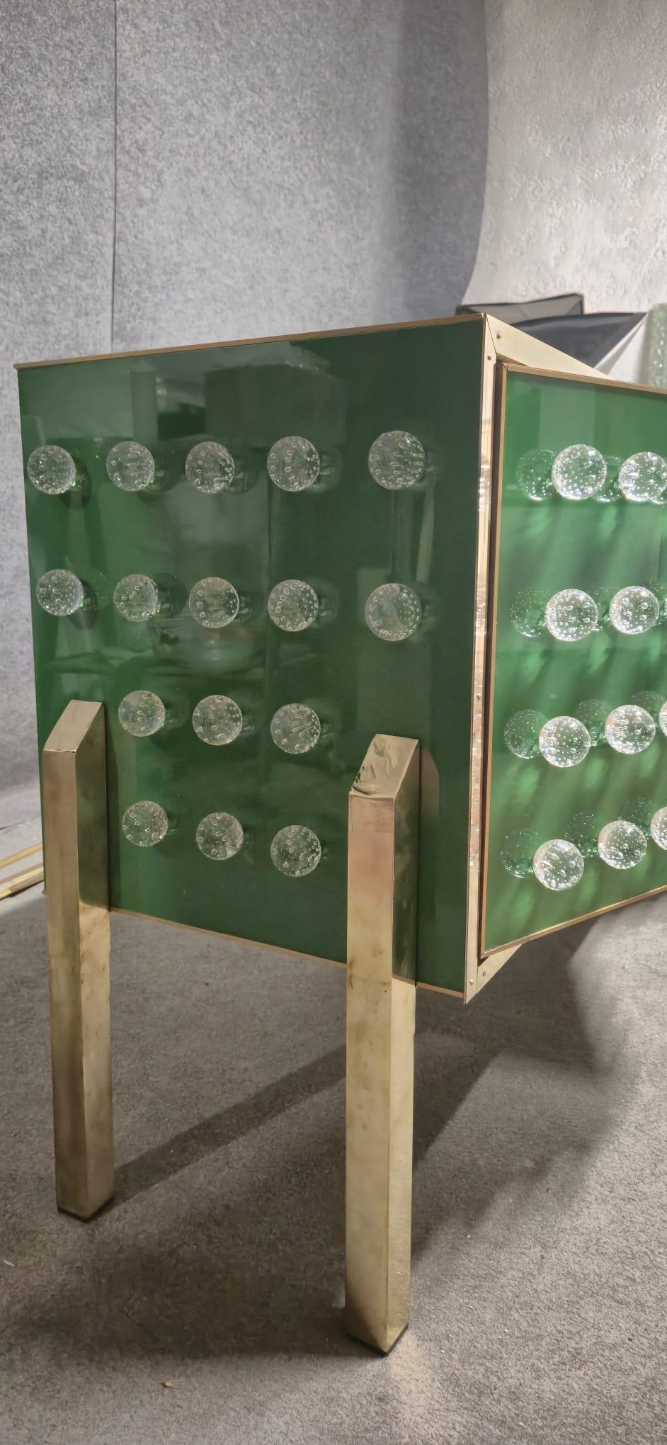 Brass & Murano Glass Sideboard with 120 Fused Spheres — Made in Italy in vendita 9