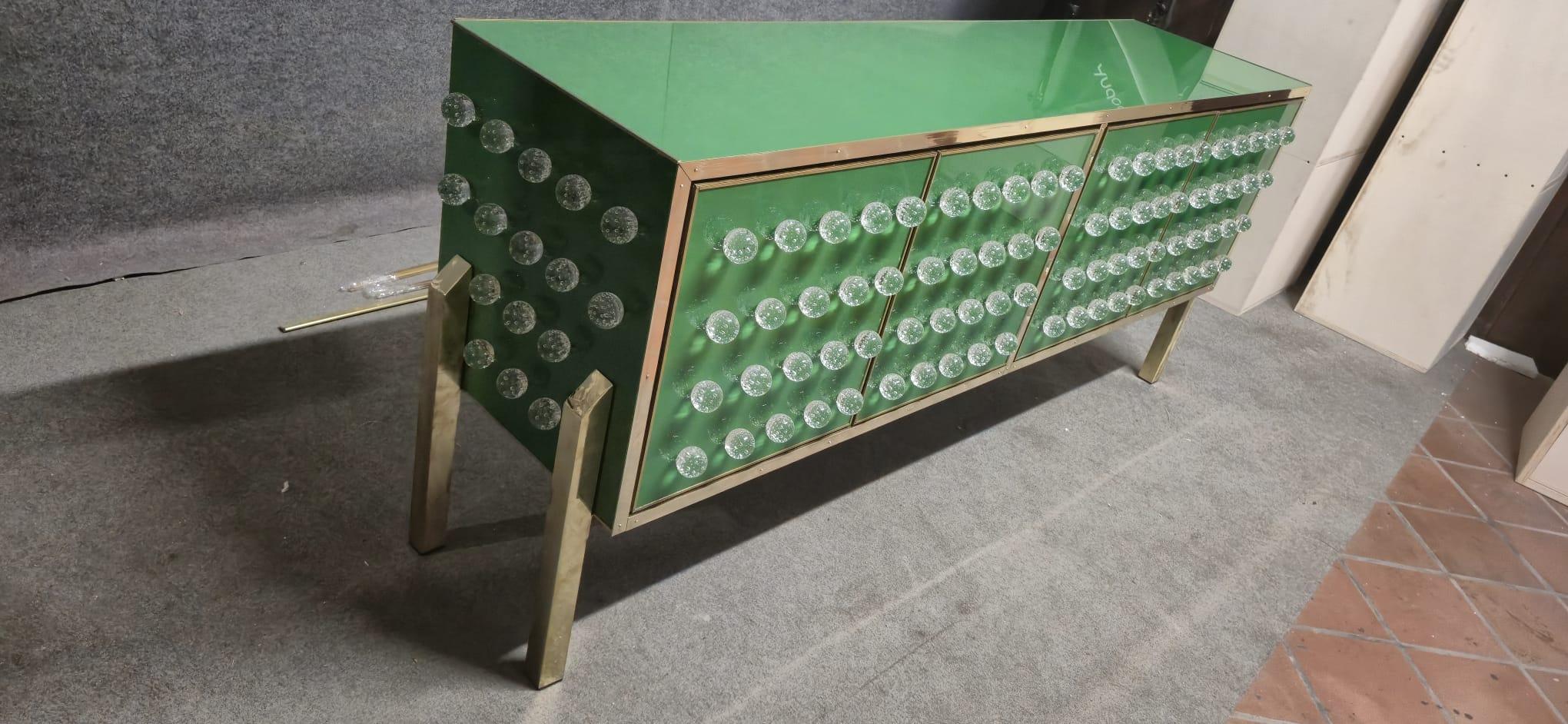 Brass & Murano Glass Sideboard with 120 Fused Spheres — Made in Italy in vendita 10