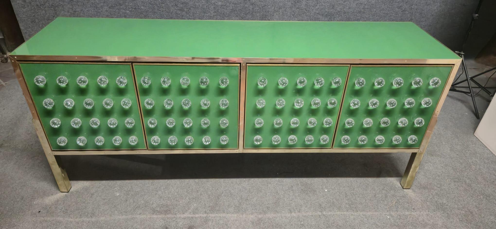 Brass & Murano Glass Sideboard with 120 Fused Spheres — Made in Italy in vendita 11