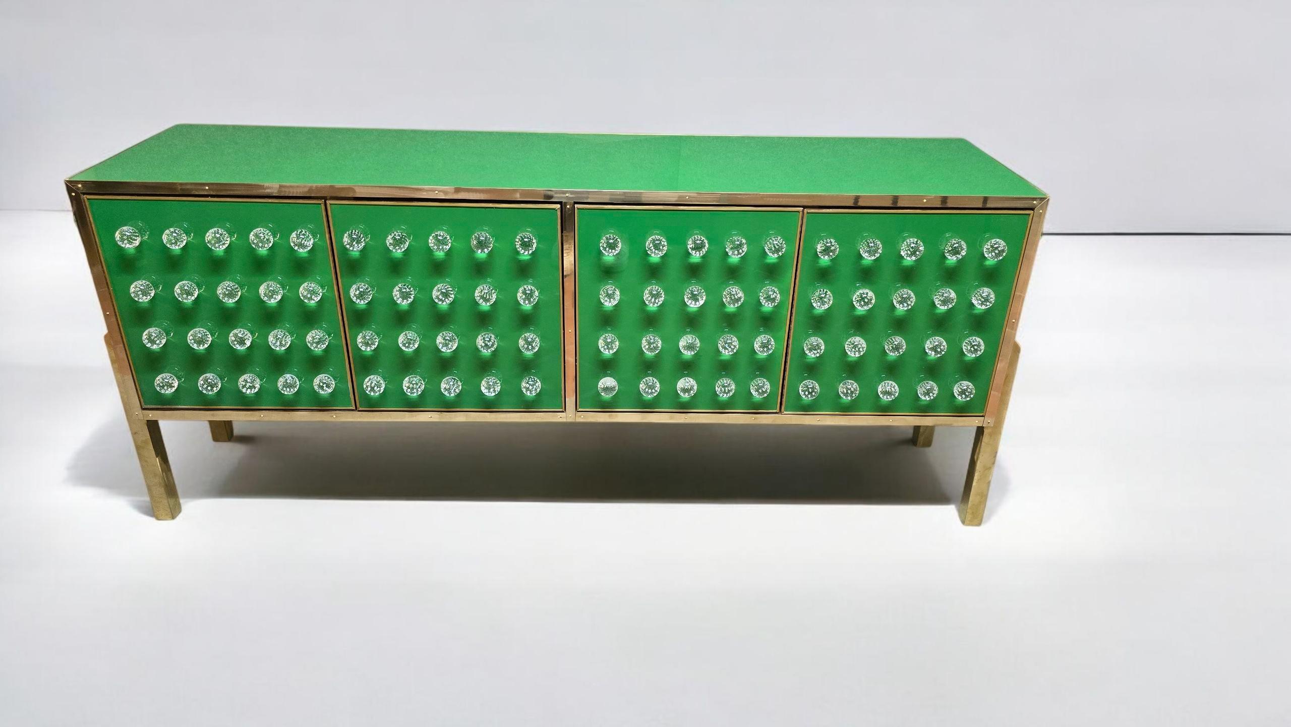 <h1>Brass & Murano Glass Sideboard with 120 Fused Bubble Spheres — Made in Italy</h1>

<p>
A sculptural and luminous statement piece that embodies the finest Italian craftsmanship. 
This remarkable sideboard features an architectural <strong>brushed