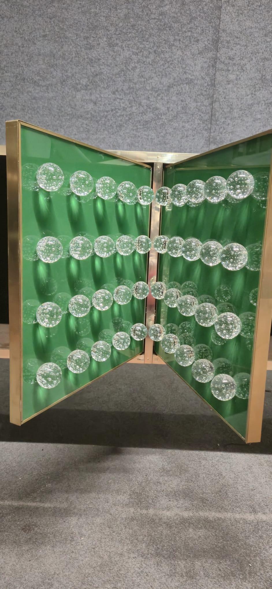 Brass & Murano Glass Sideboard with 120 Fused Spheres — Made in Italy in vendita 12